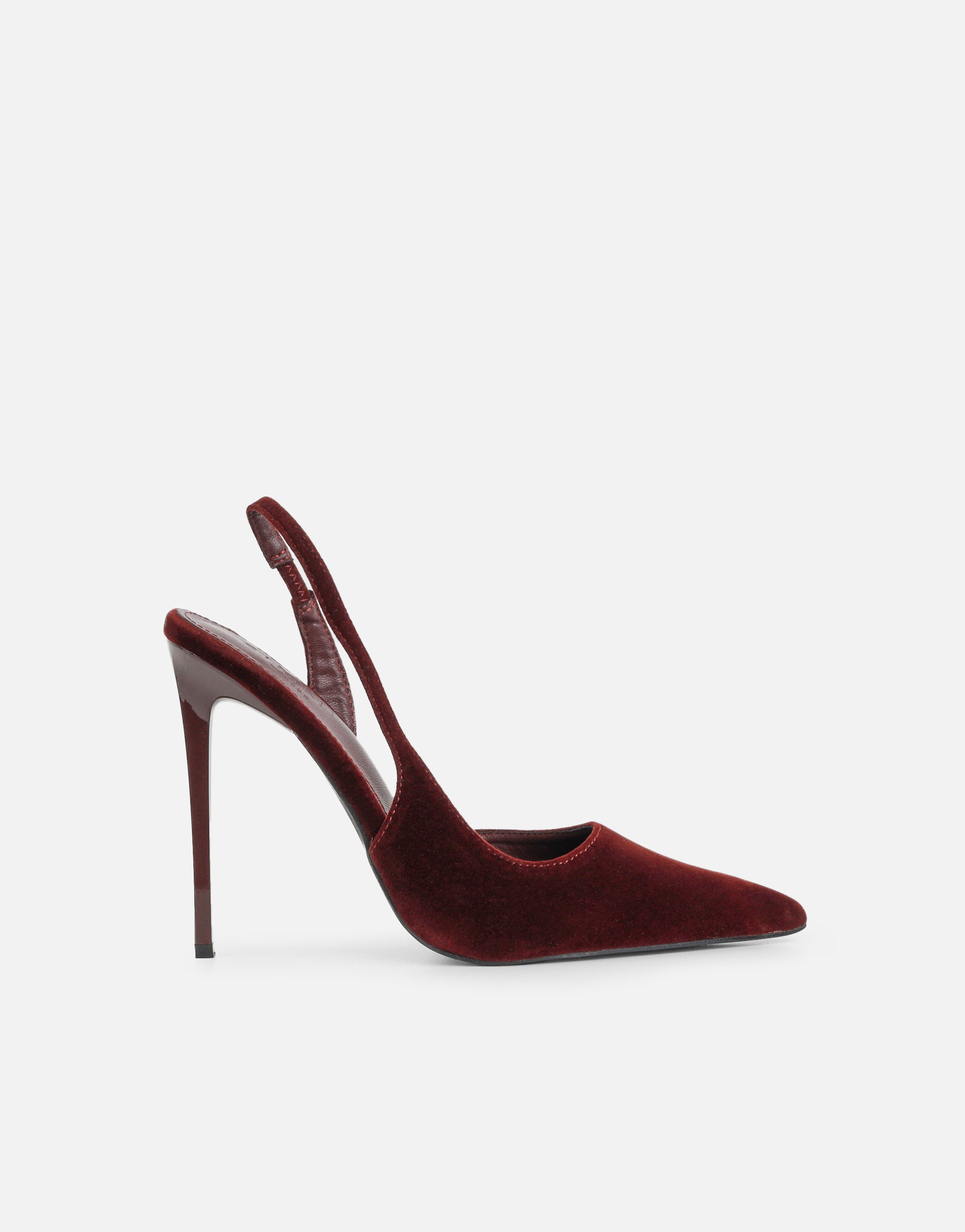 Arabella Burgundy Velvet Slingback Heeled Court Shoes | SIMMI London
