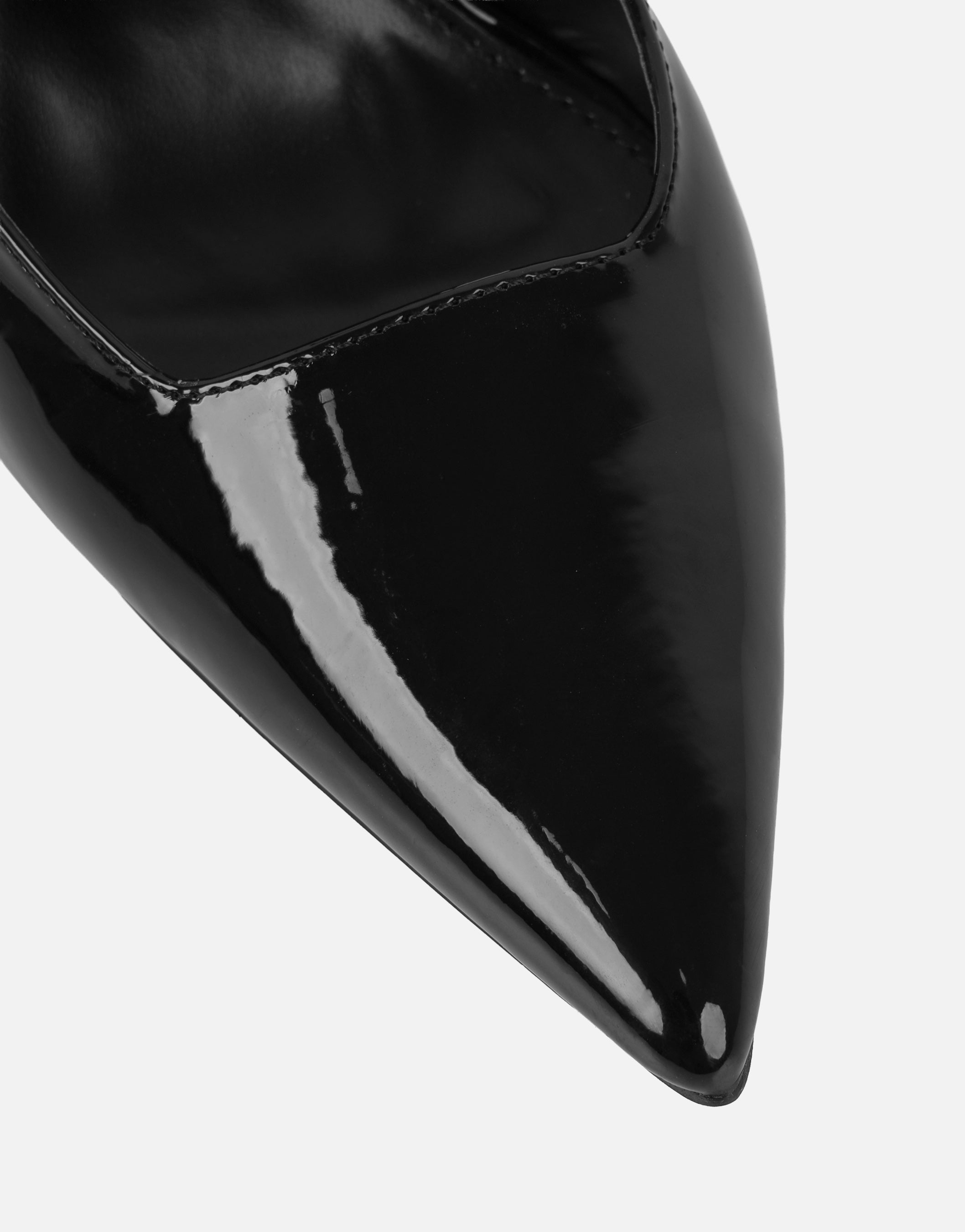 Maren Black Patent Sling Back Heeled Sandals | SIMMI London