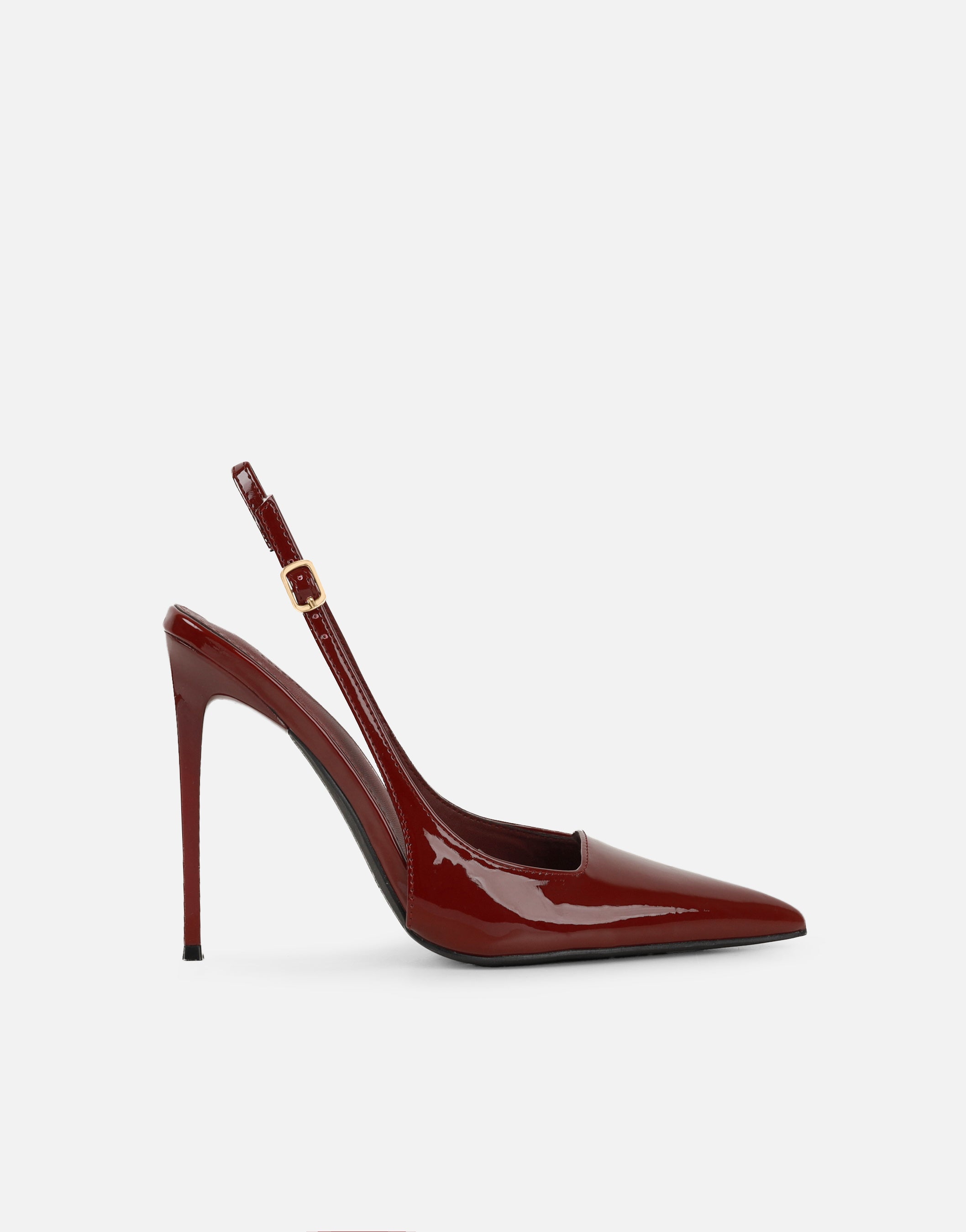 Maren Burgundy Patent Sling Back Heeled Sandals | SIMMI London