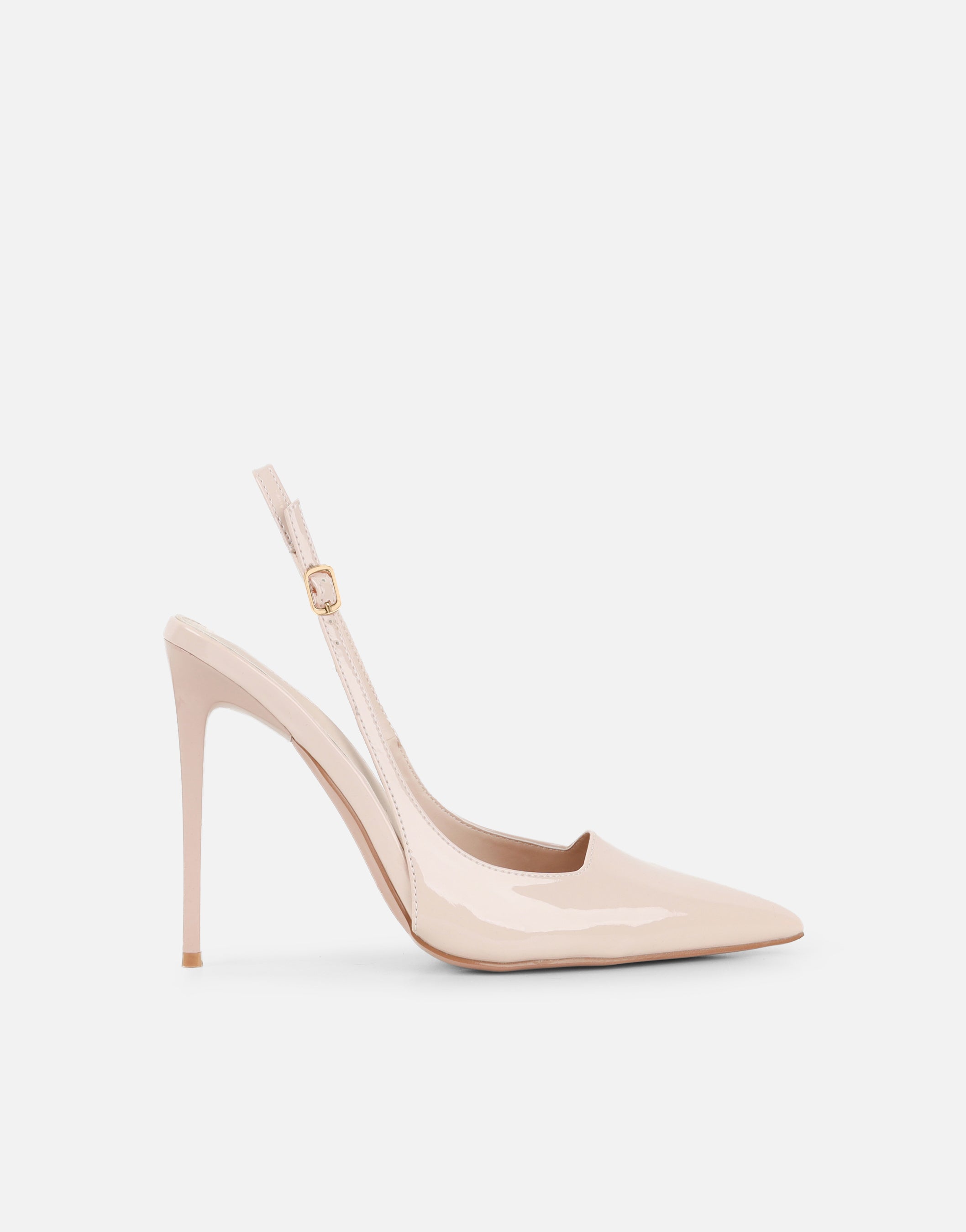 Maren Stone Patent Sling Back Heeled Sandals | SIMMI London