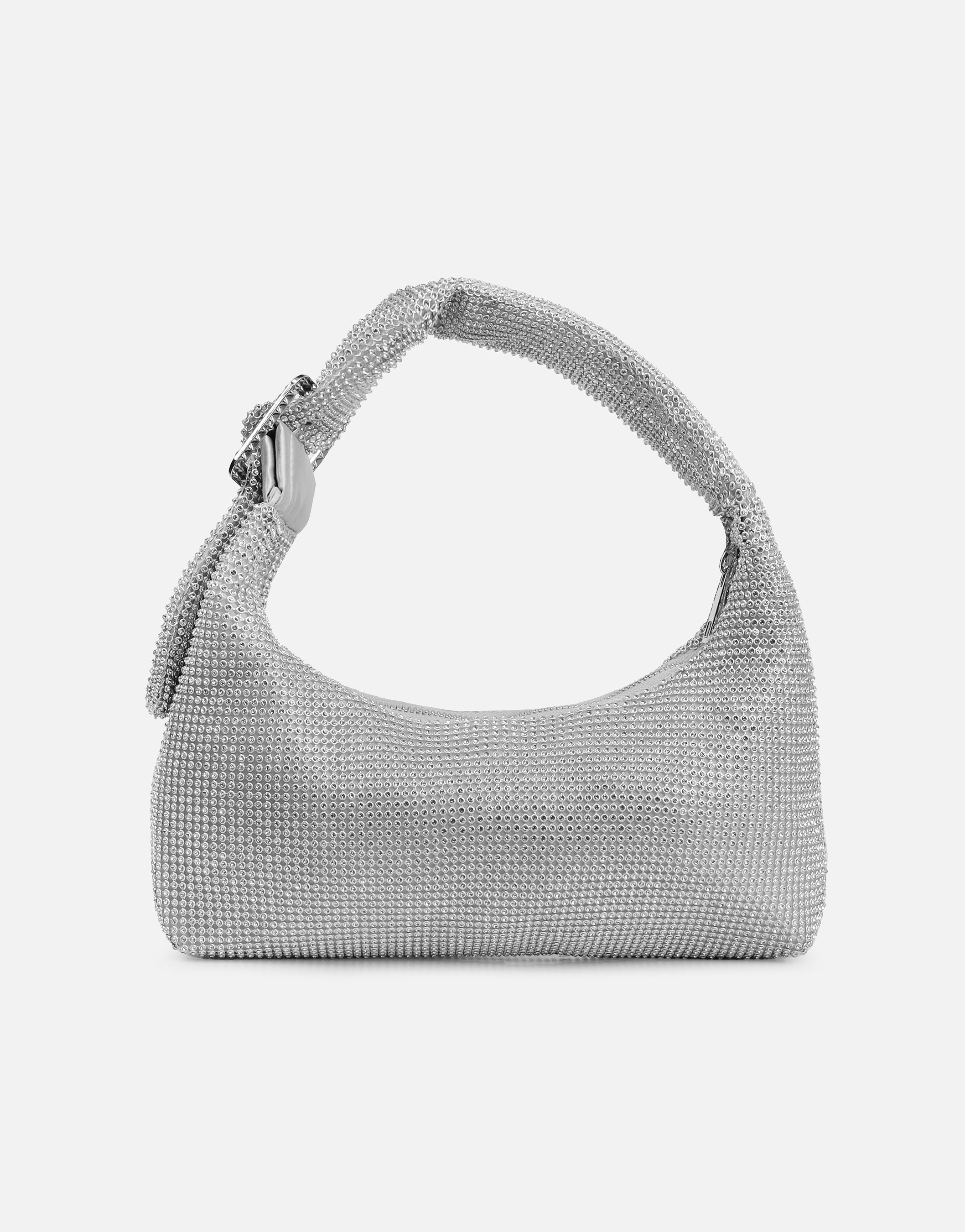 Alessa Silver Diamante Shoulder Bag | SIMMI London
