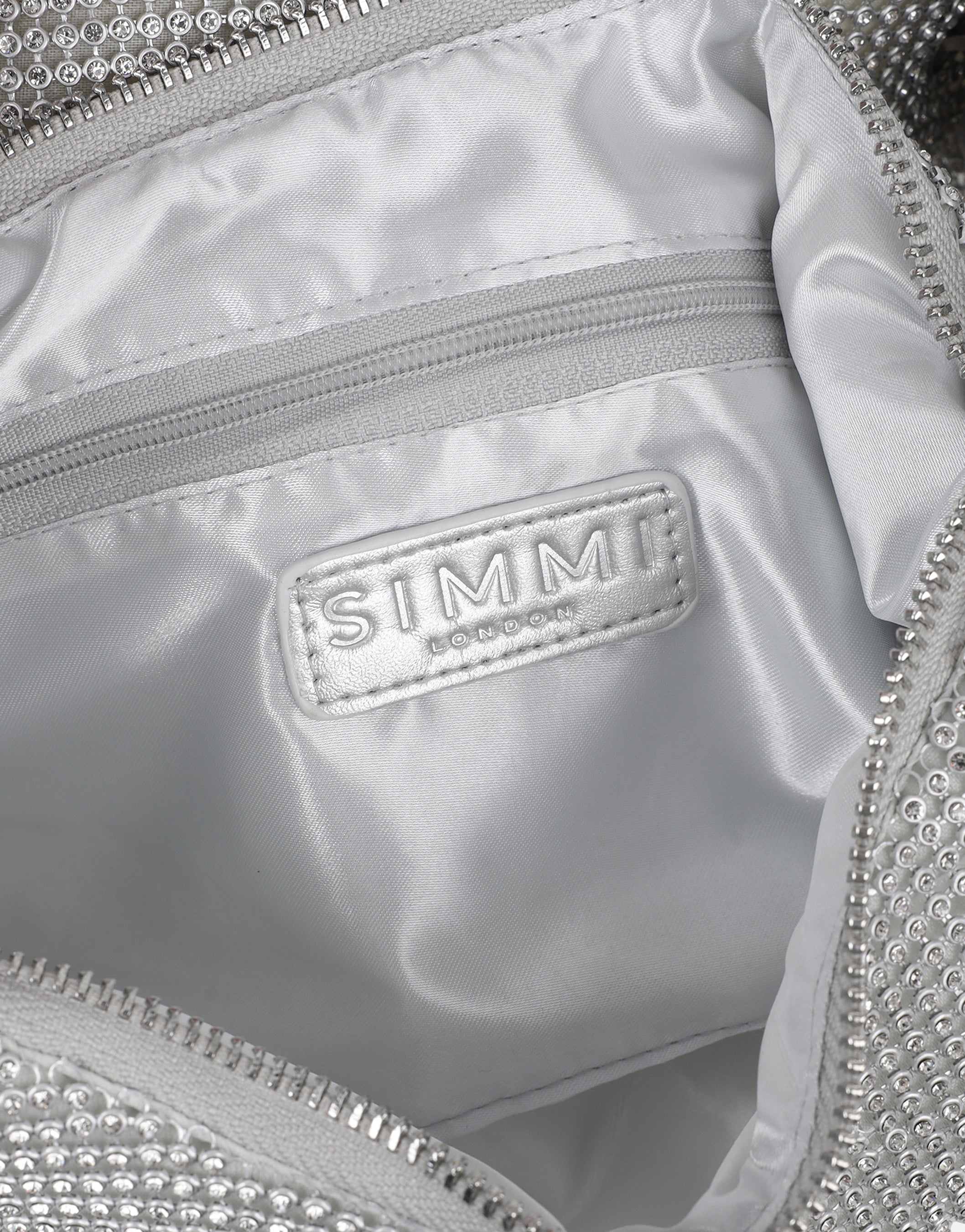 Alessa Silver Diamante Shoulder Bag | SIMMI London
