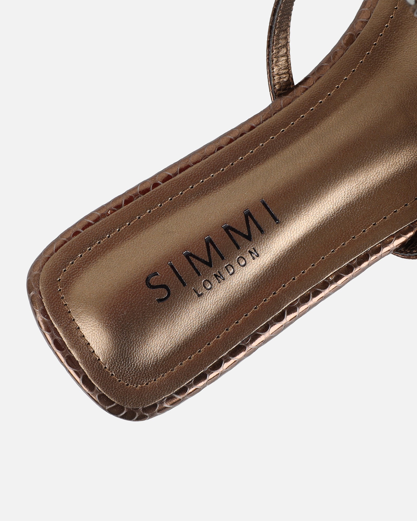 Azura Bronze Snake Embellished Flat Sandals | SIMMI London