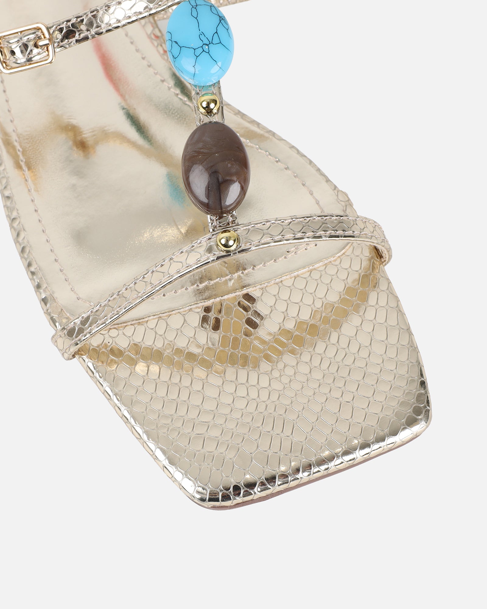 Zenya Gold Snake Embellished Knee High Sandals | SIMMI London