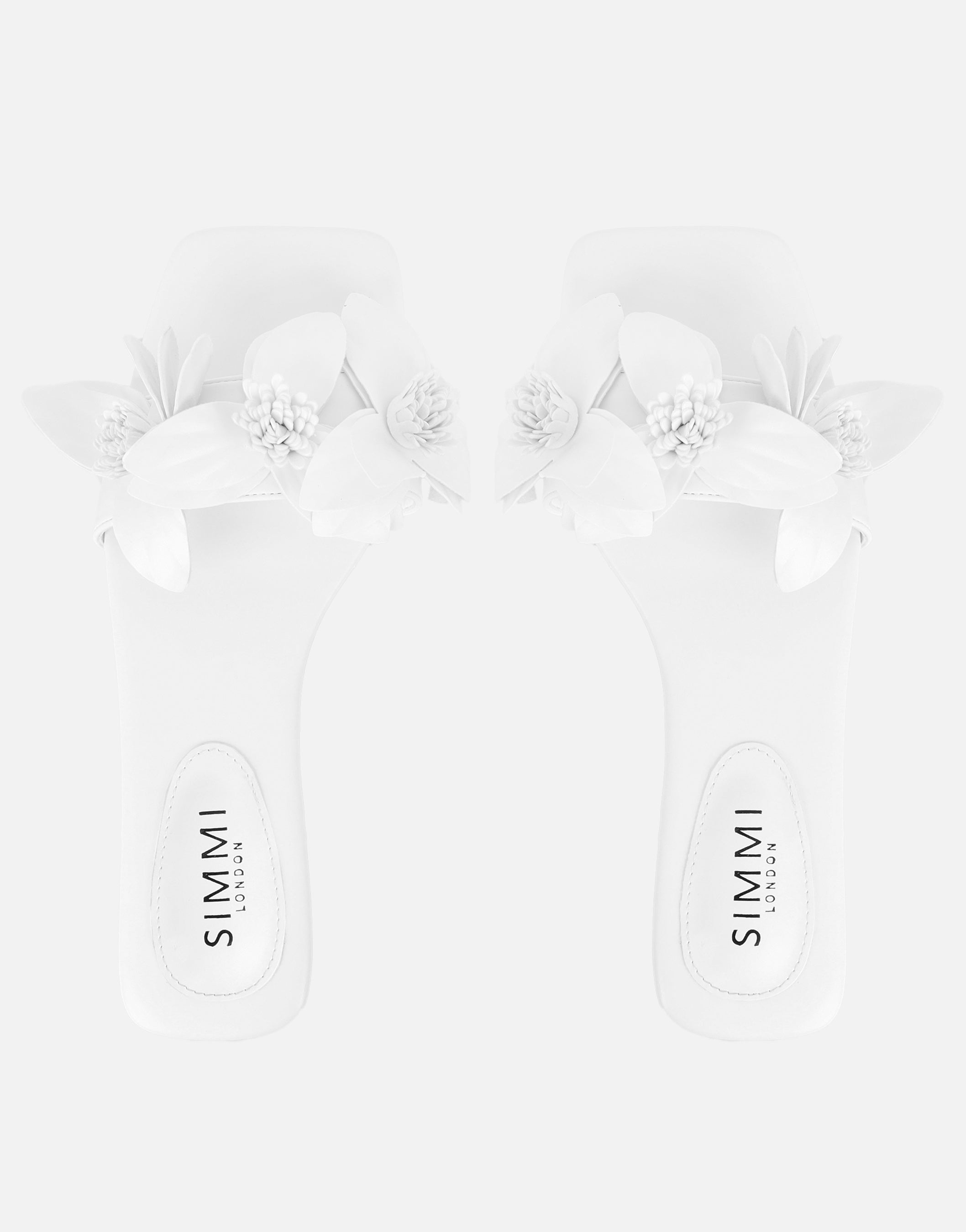 Gilly White Flower Detail Flat Sandals | SIMMI London