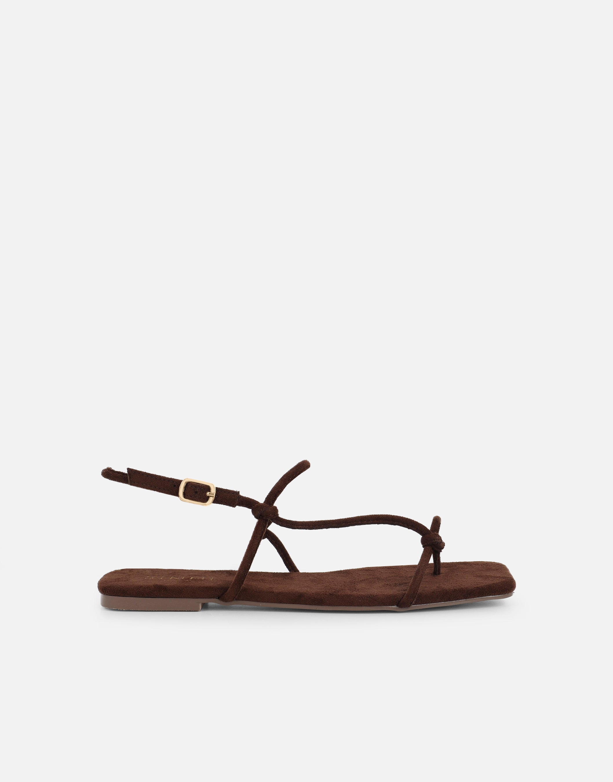 Leana Brown Suede Strappy Flat Sandals | SIMMI London