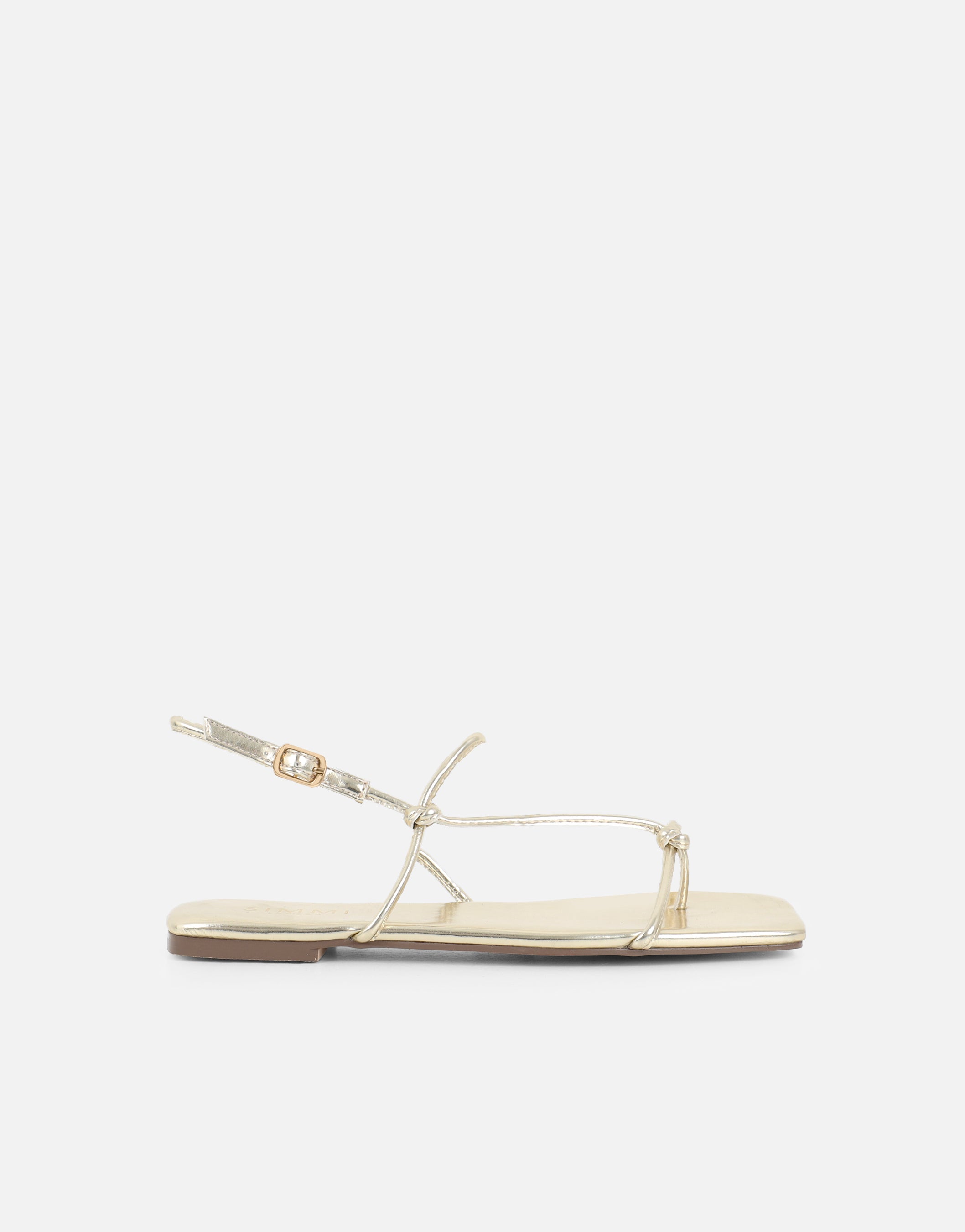 Leana Gold Metalic Strappy Flat Sandals | SIMMI London