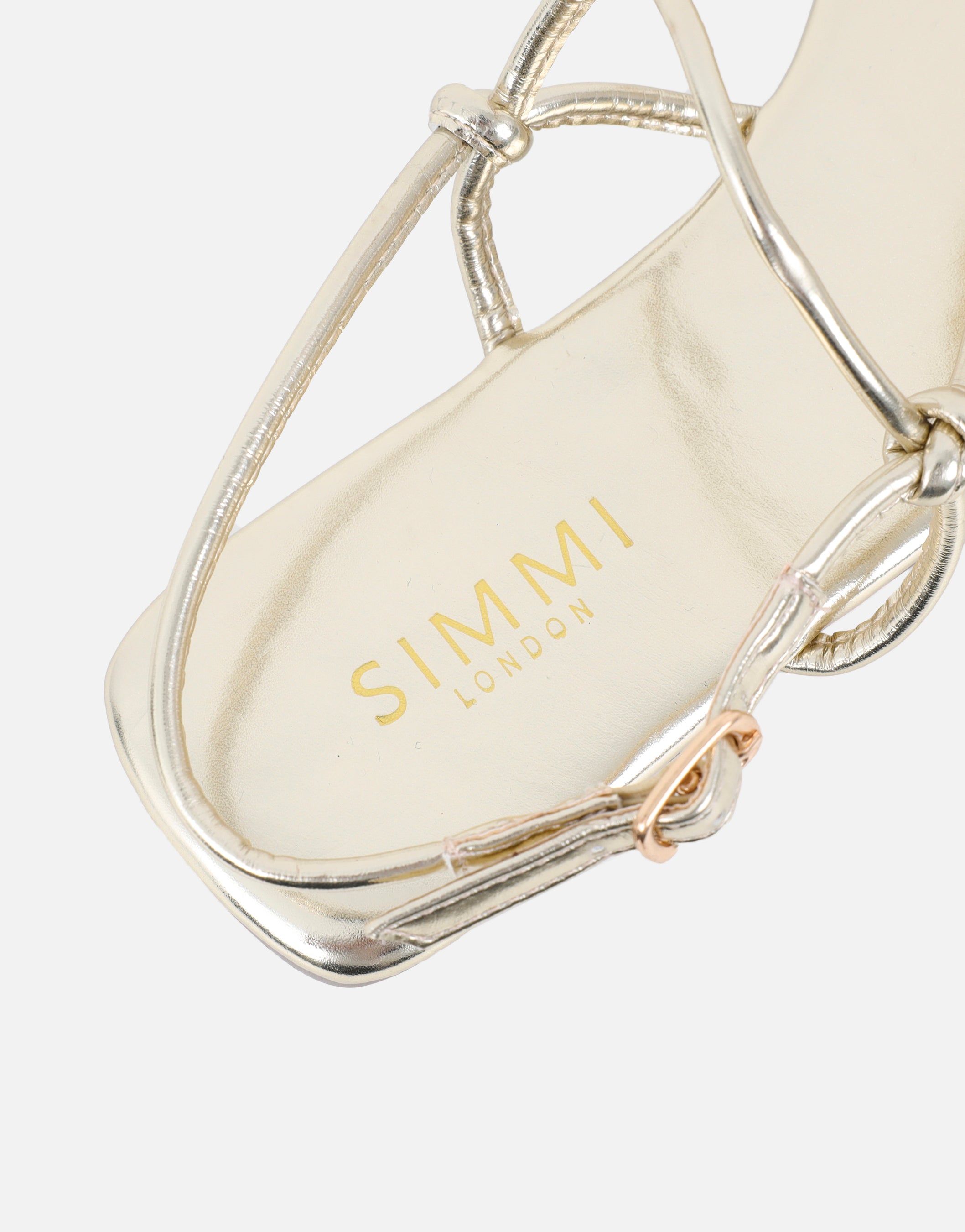 Leana Gold Metalic Strappy Flat Sandals | SIMMI London