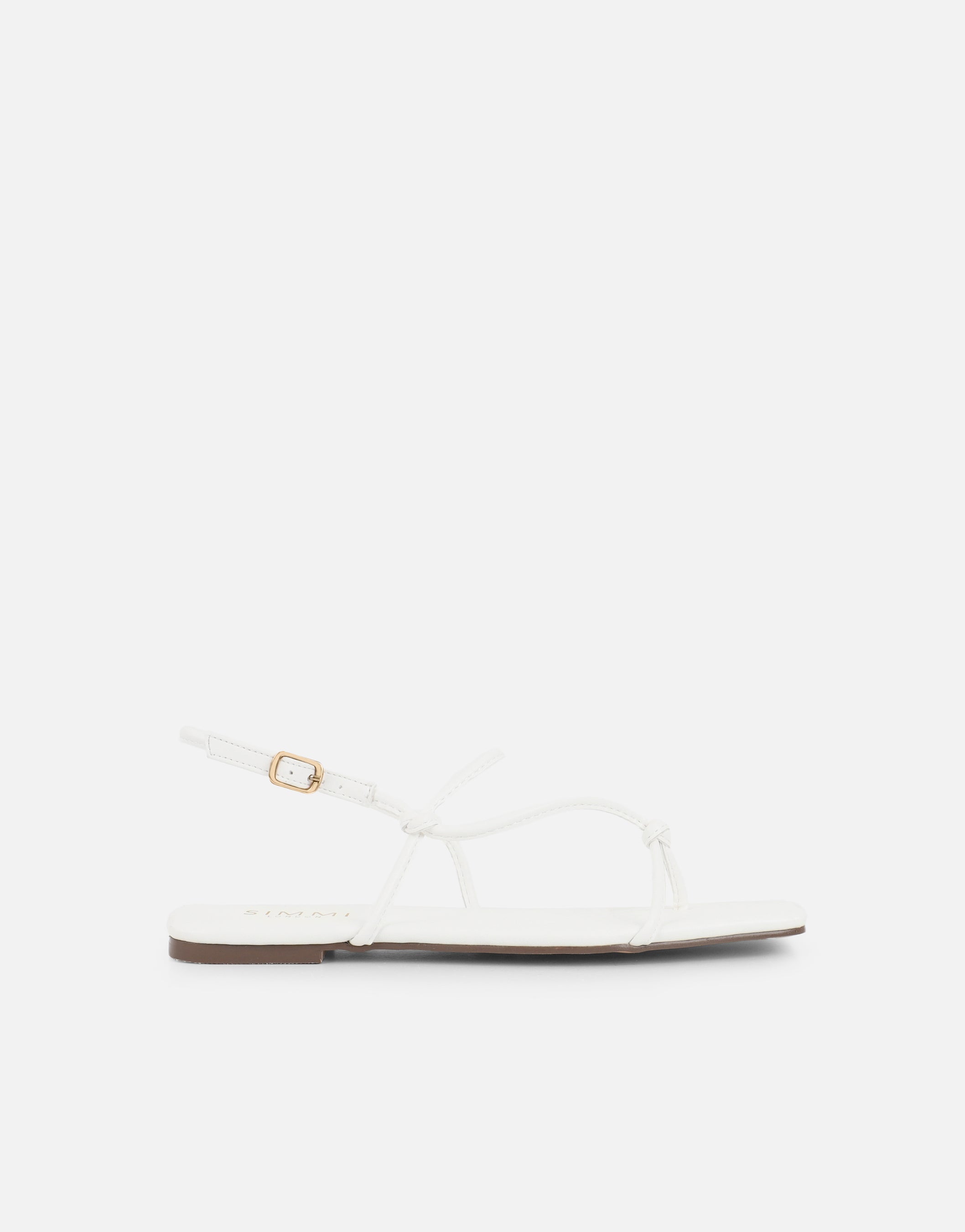 Leana White Strappy Flat Sandals | SIMMI London