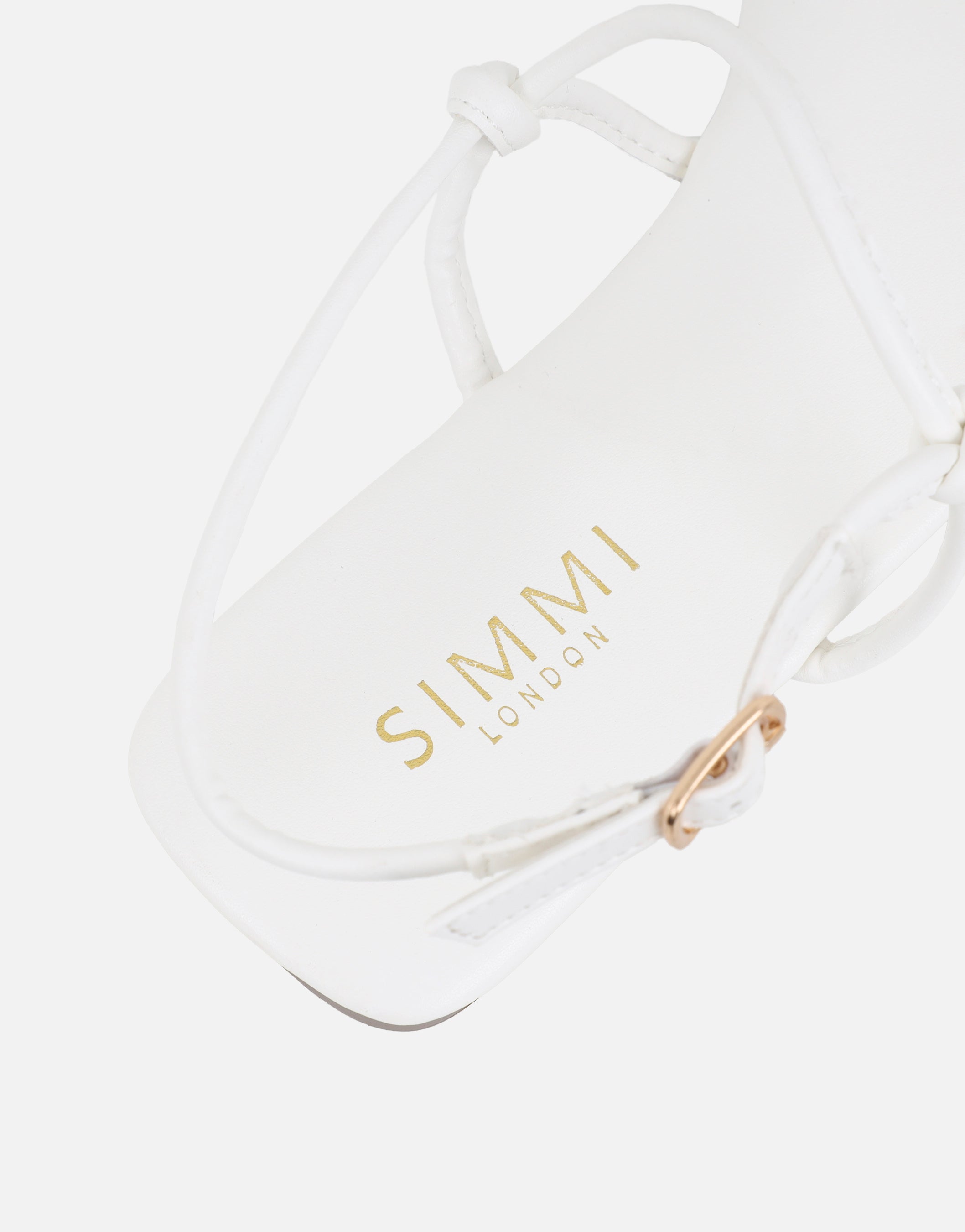 Leana White Strappy Flat Sandals | SIMMI London