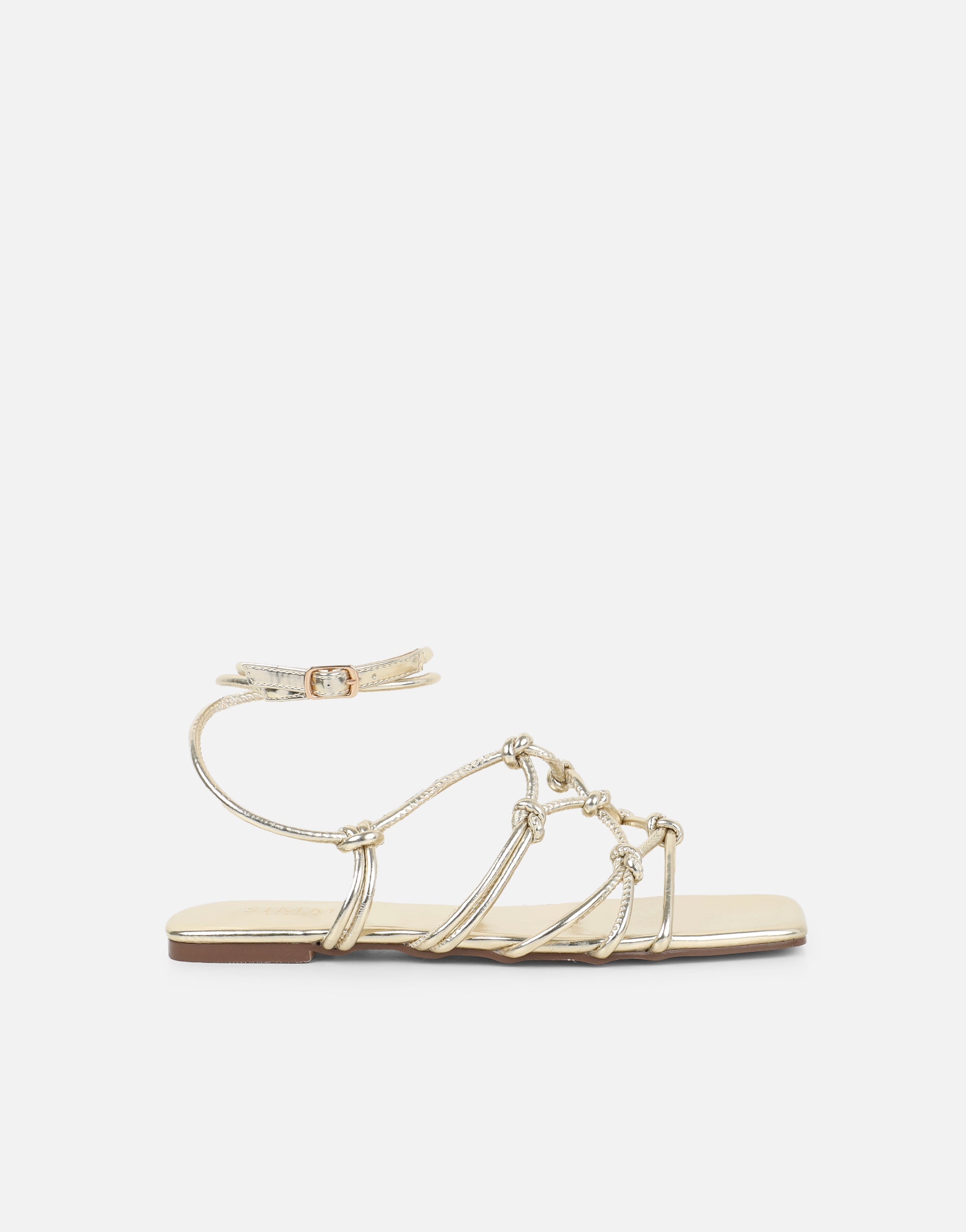 Clea Gold Metalic Rope Tie Up Sandals | SIMMI London