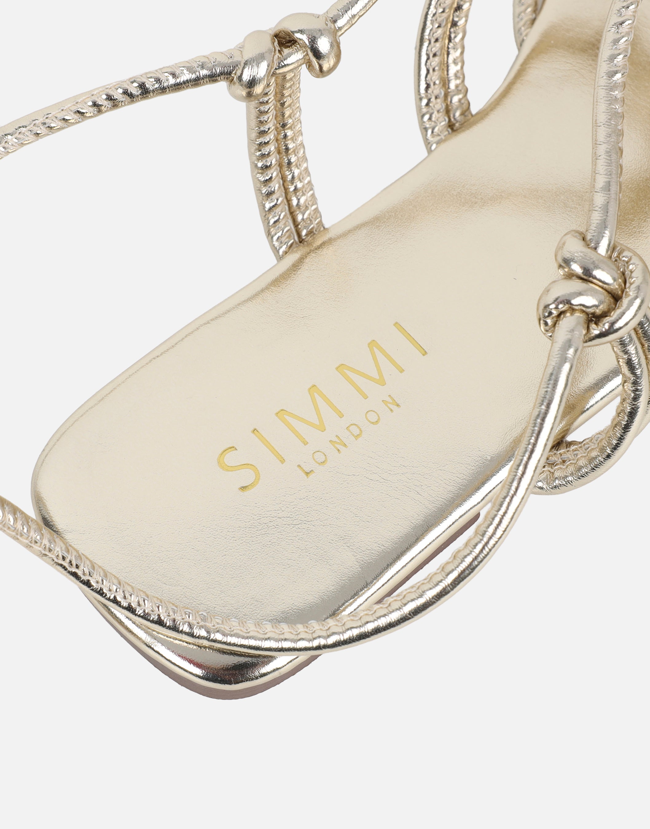 Clea Gold Metalic Rope Tie Up Sandals | SIMMI London