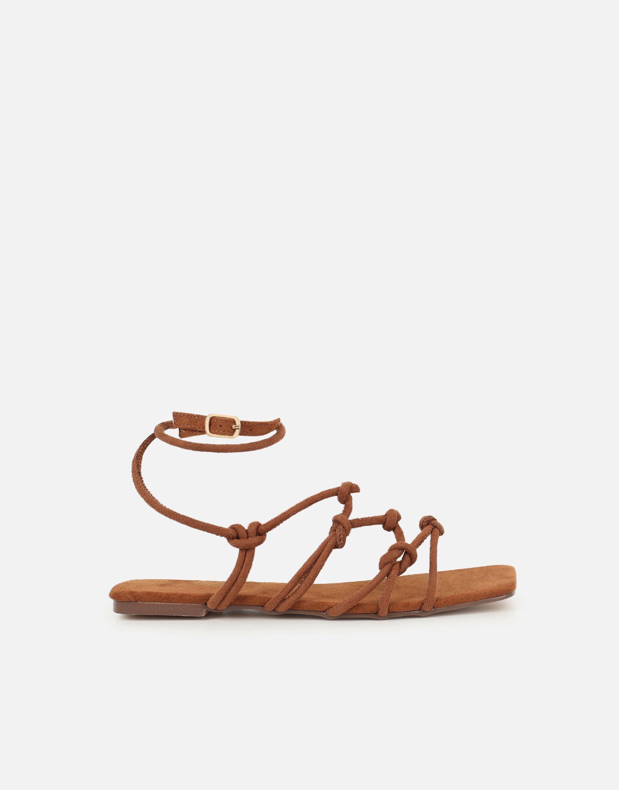 Clea Tan Suede Rope Tie Up Sandals | SIMMI London