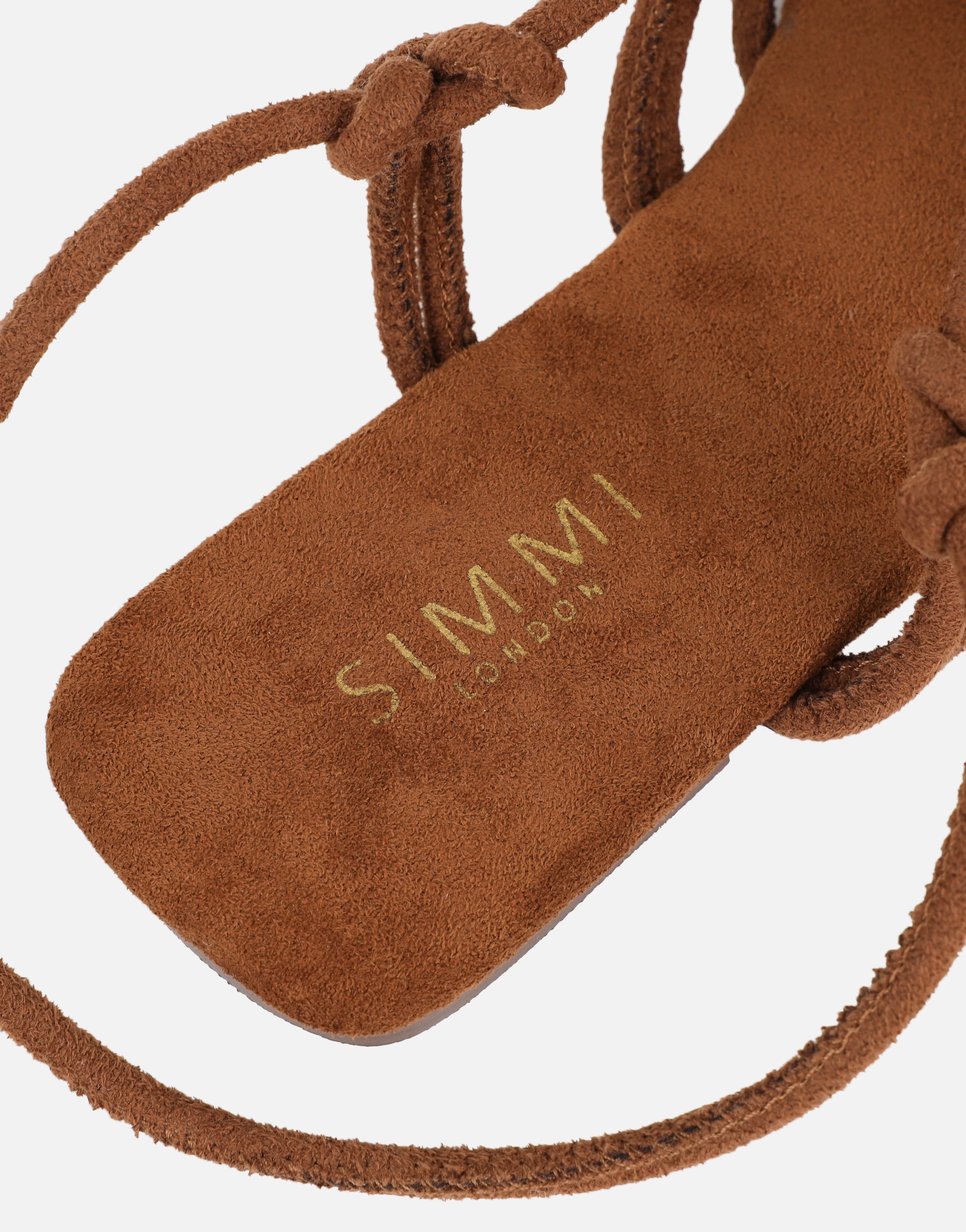Clea Tan Suede Rope Tie Up Sandals | SIMMI London