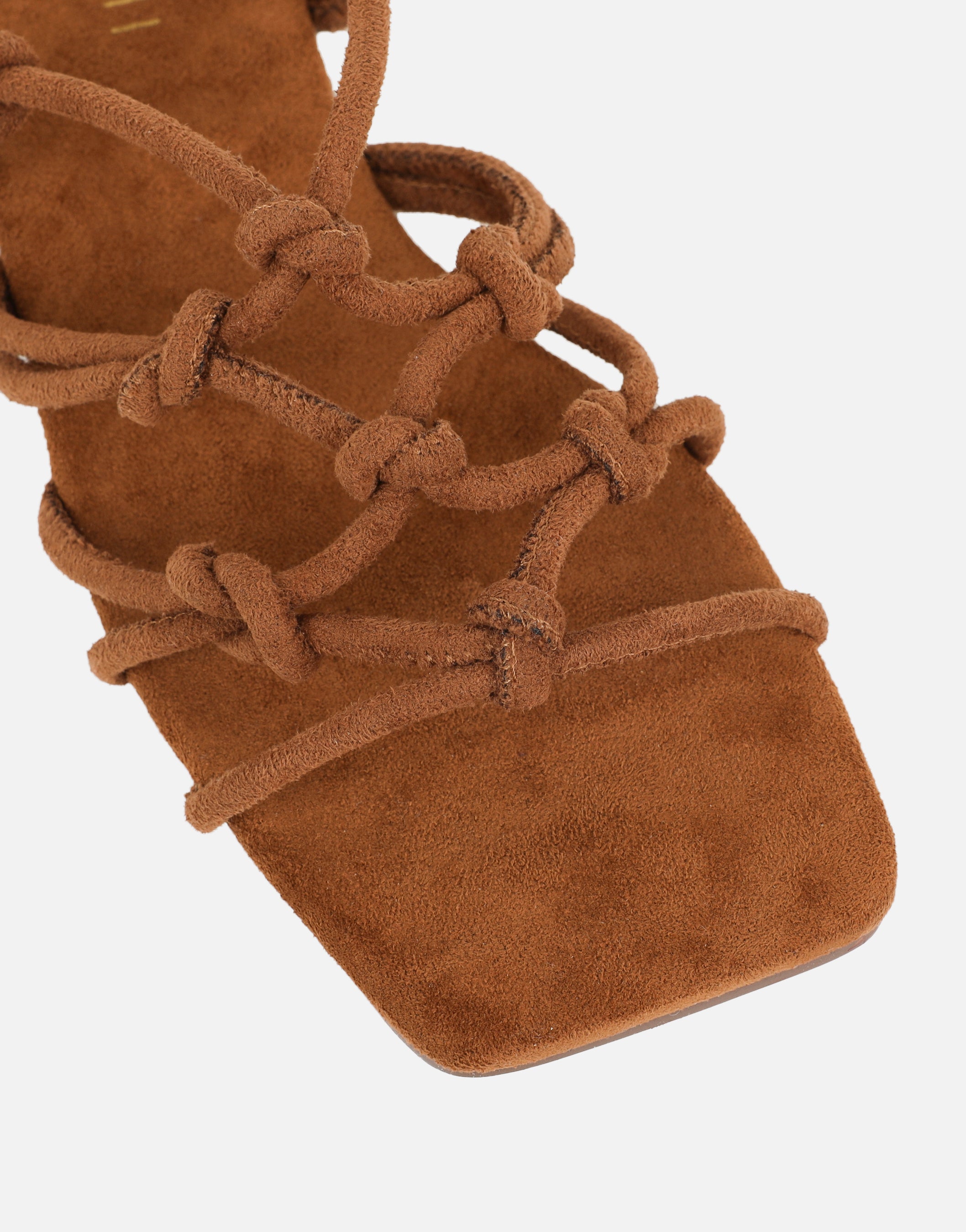 Clea Tan Suede Rope Tie Up Sandals | SIMMI London