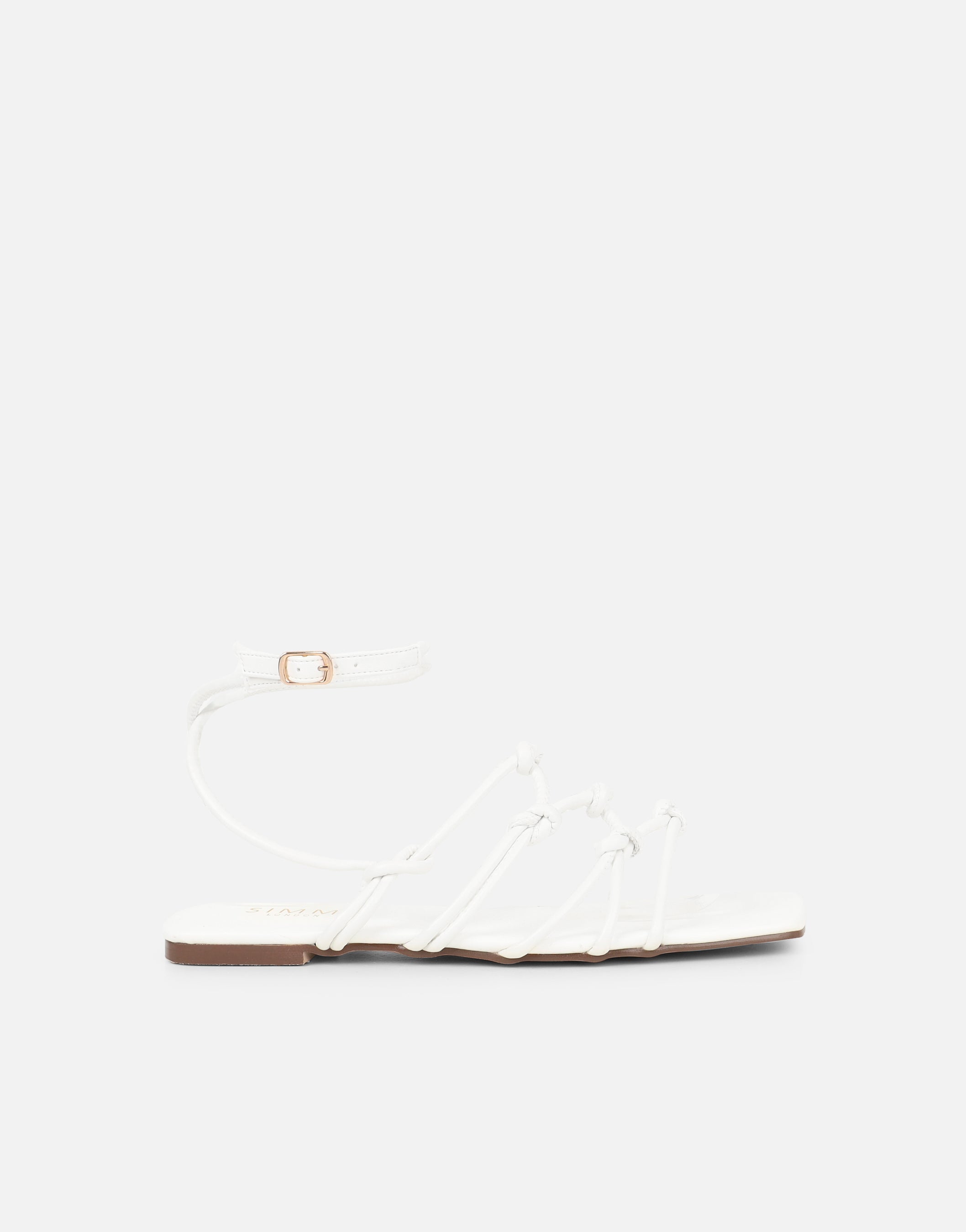 Clea White Rope Tie Up Sandals | SIMMI London