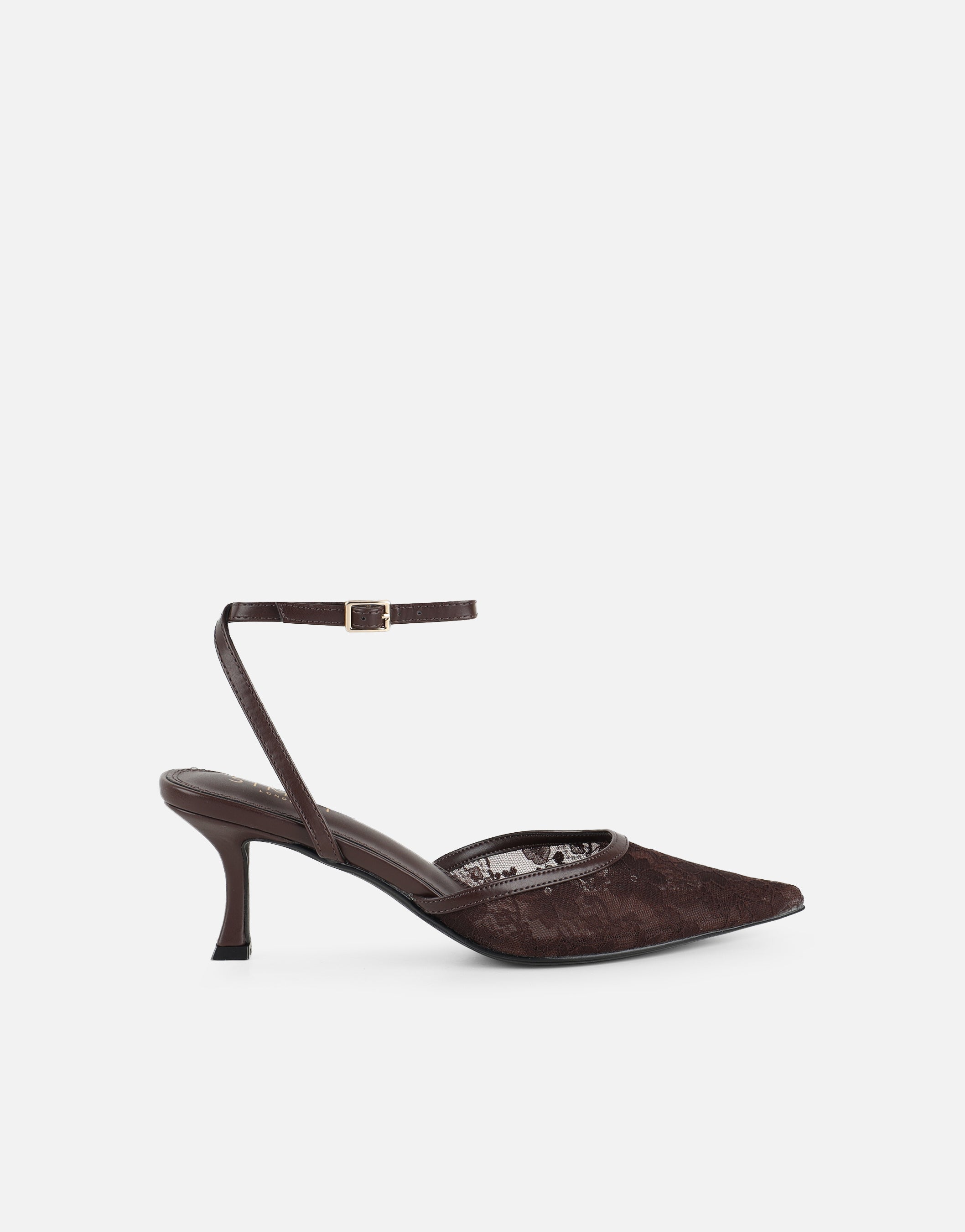 Amalfi Chocolate Lace Kitten Heels | SIMMI London