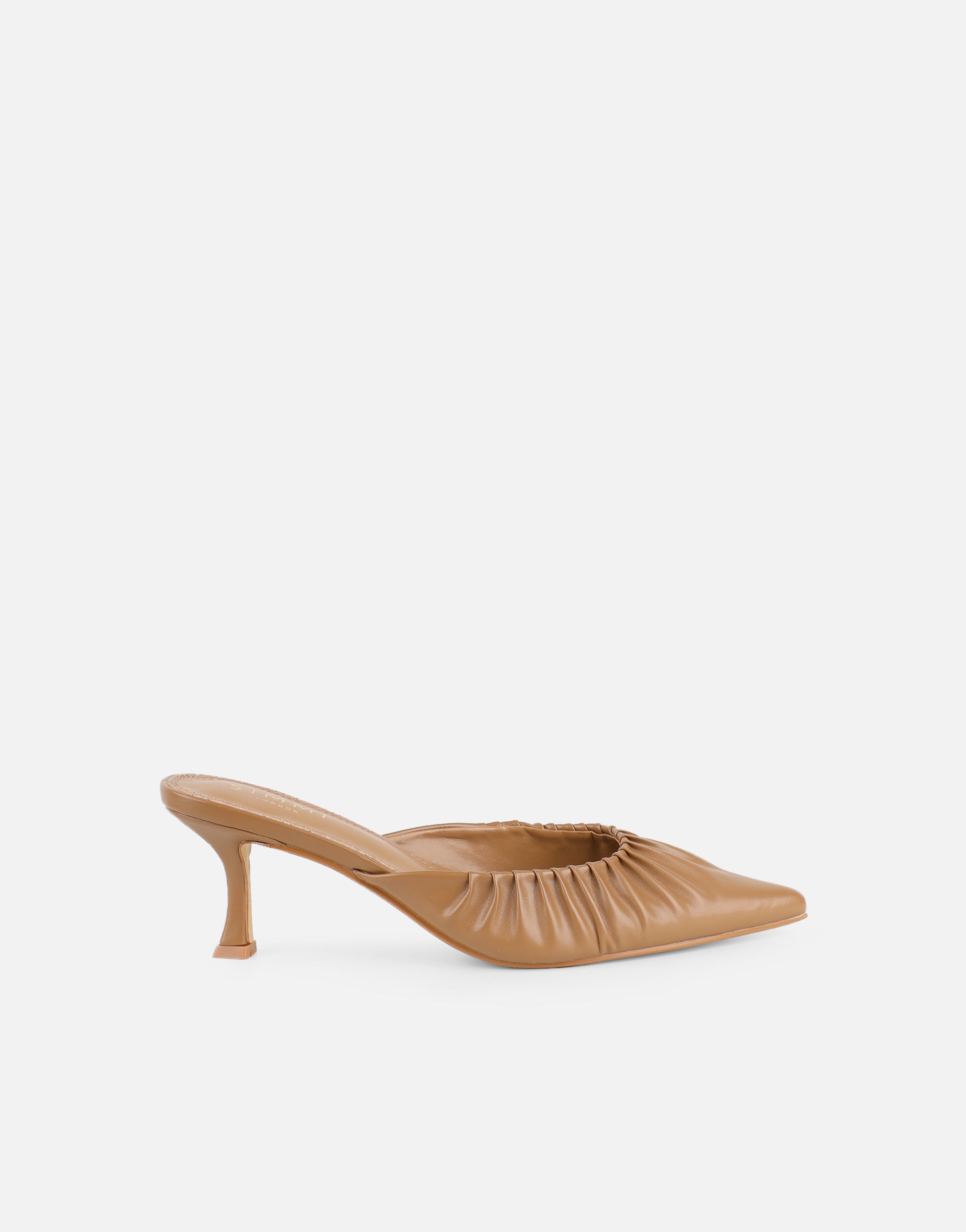 Paige Dark Nude Ruched Mules