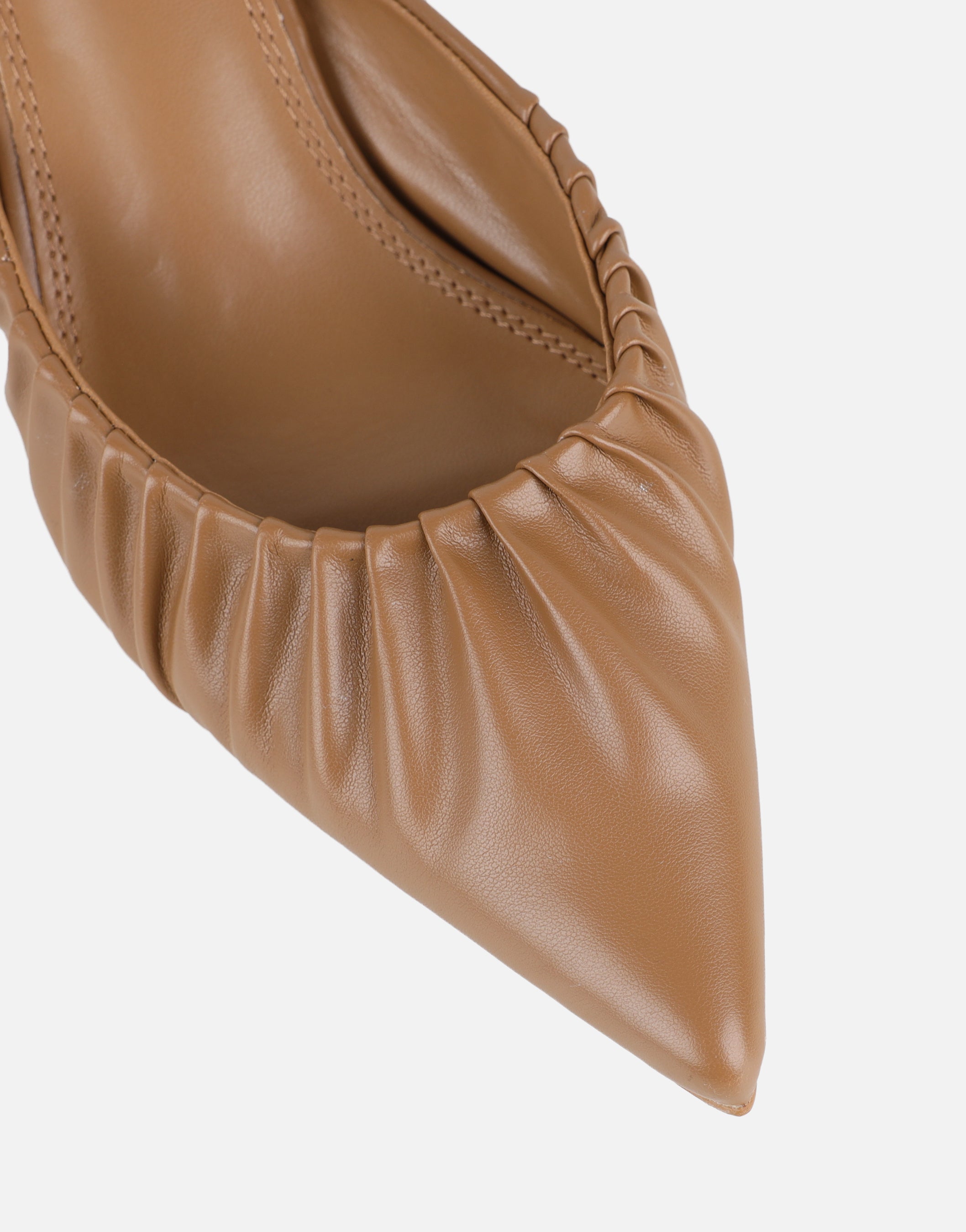 Paige Dark Nude Ruched Mules