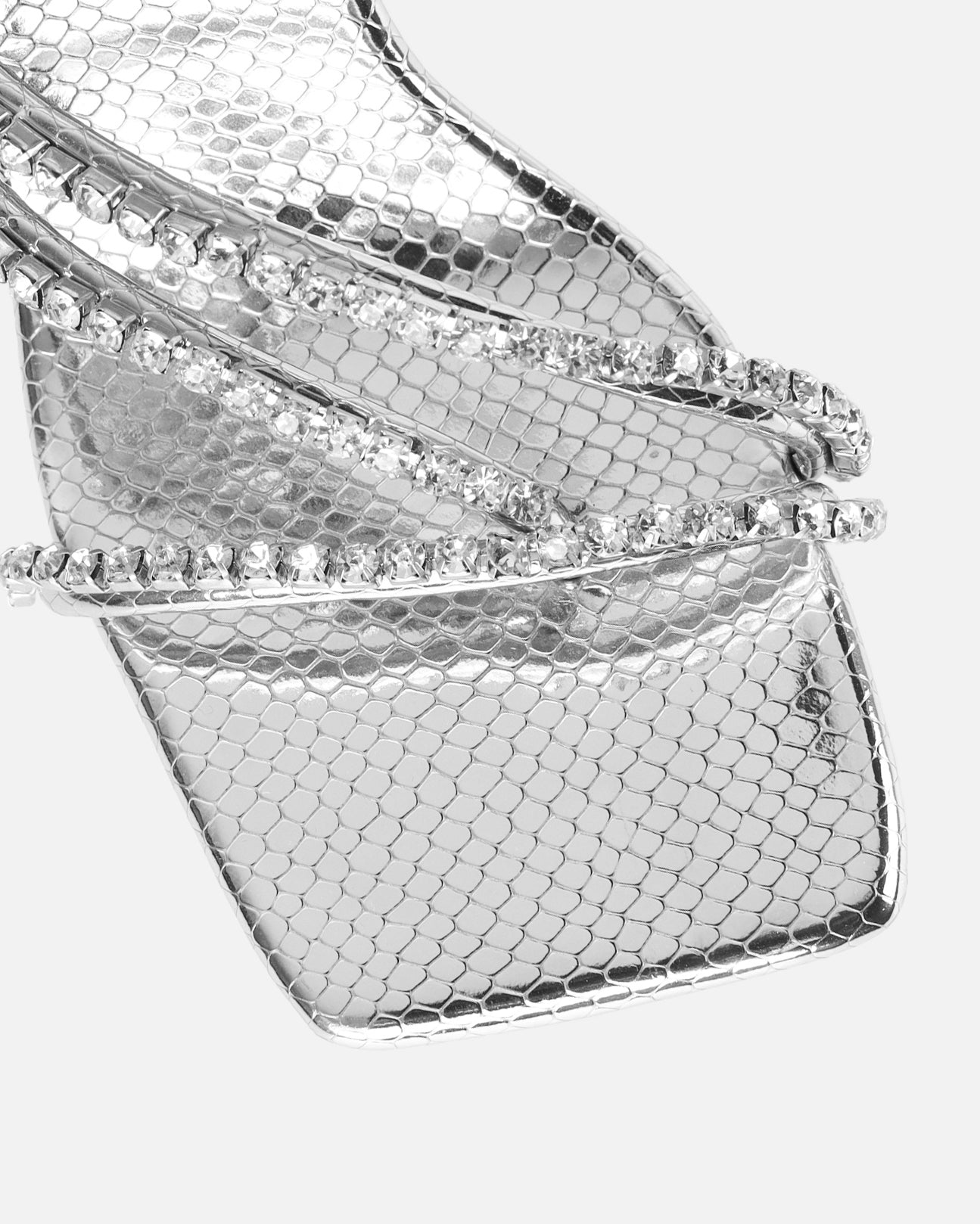 Freesia Silver Faux Snake Print Spiral Mid Heels | SIMMI London