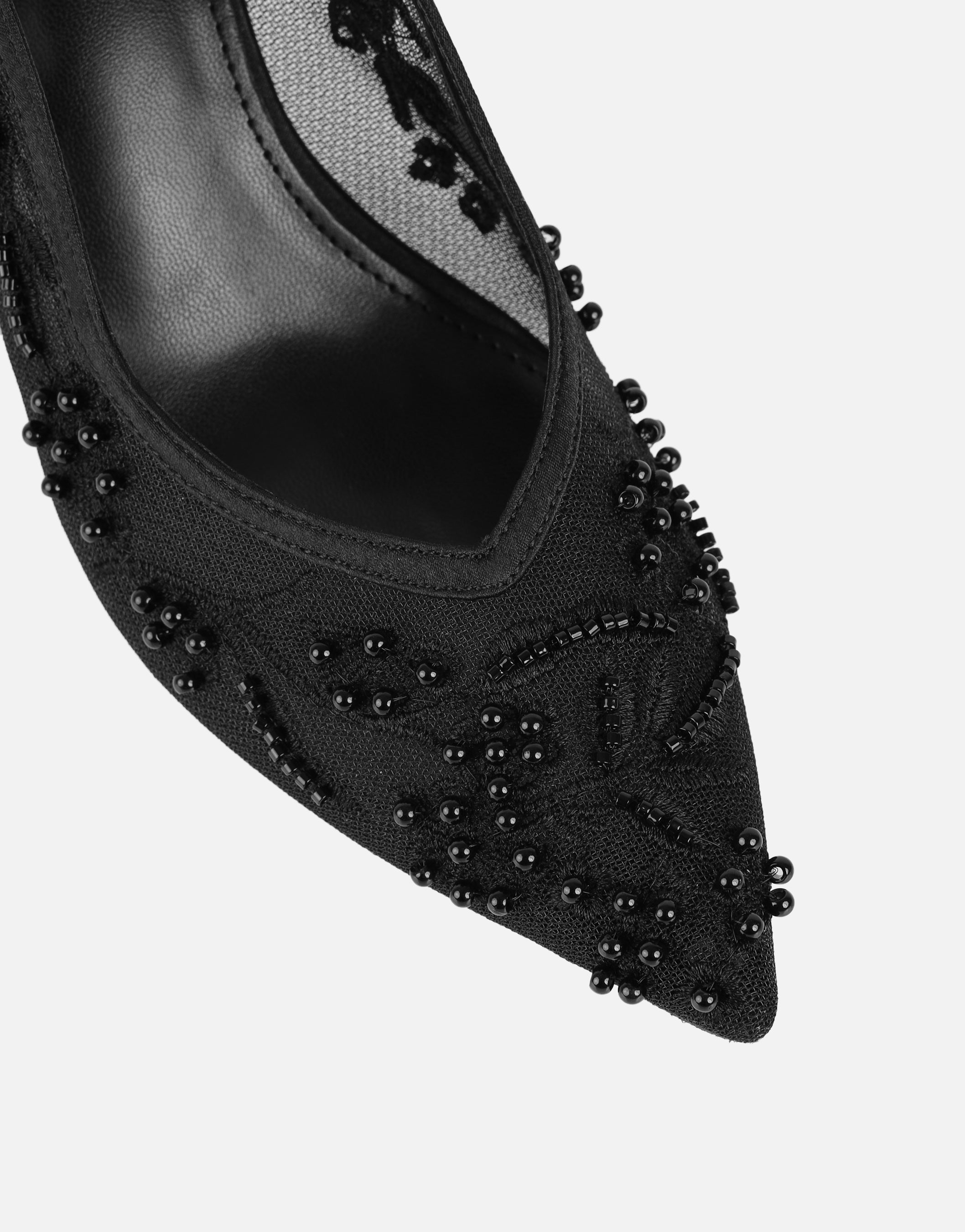 Alizia Black Mesh Embellished Slingback Courts Wide Fit | SIMMI London