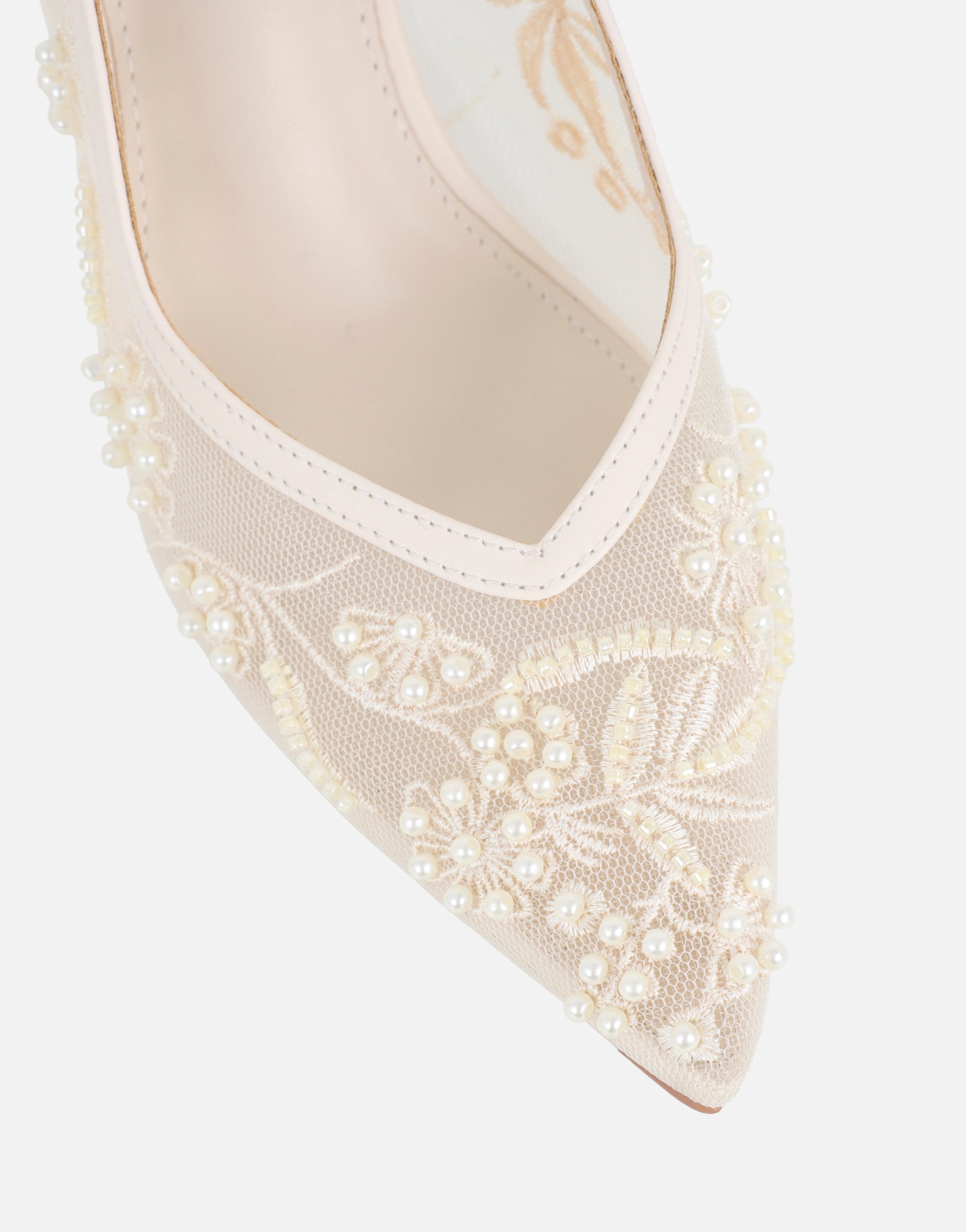 Alizia Stone Mesh Embellished Slingback Courts | SIMMI London