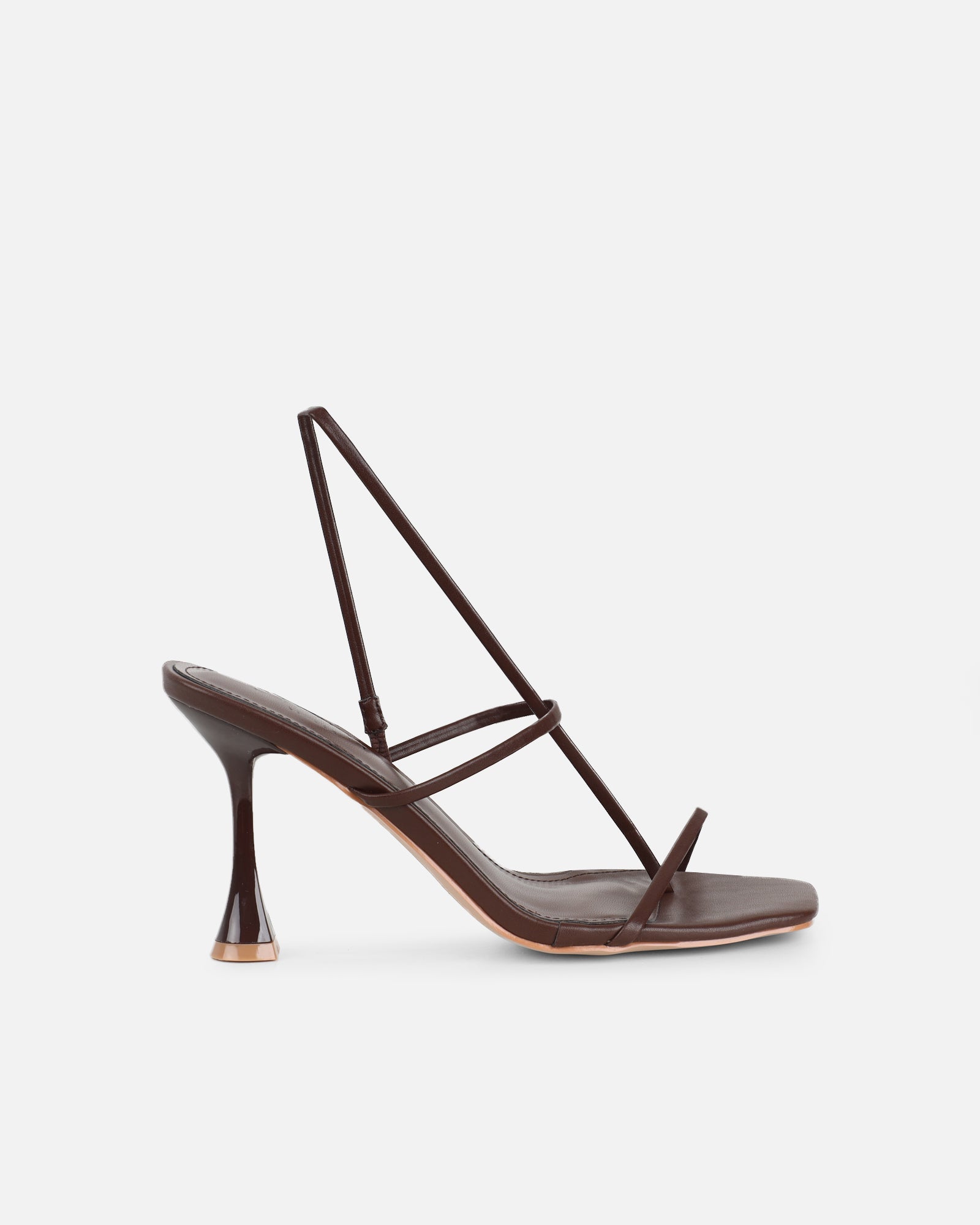 Allegra Chocolate Strappy Heeled Sandals | SIMMI London