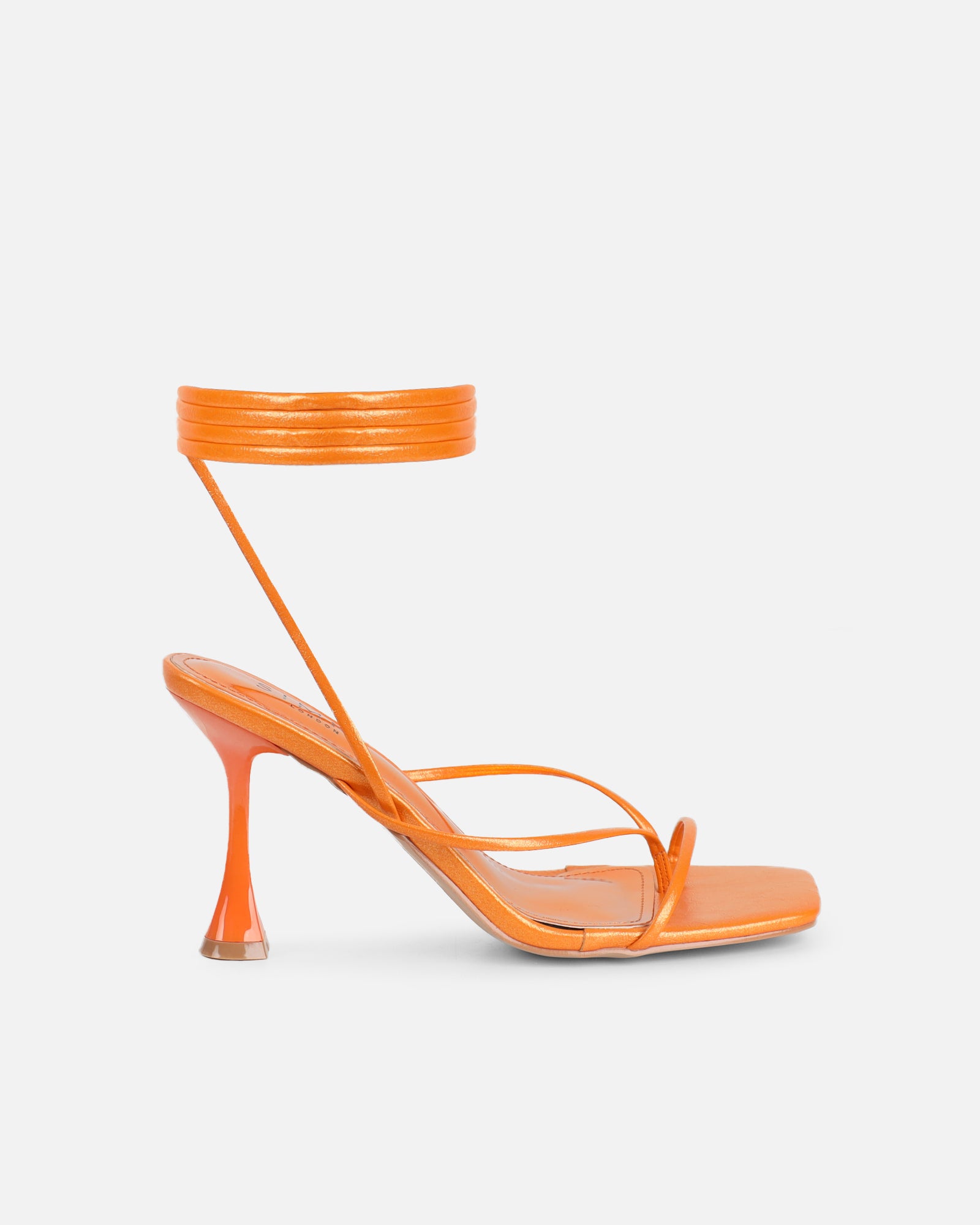 Pixar Orange Metallic Tie Up Heeled Sandals | SIMMI London