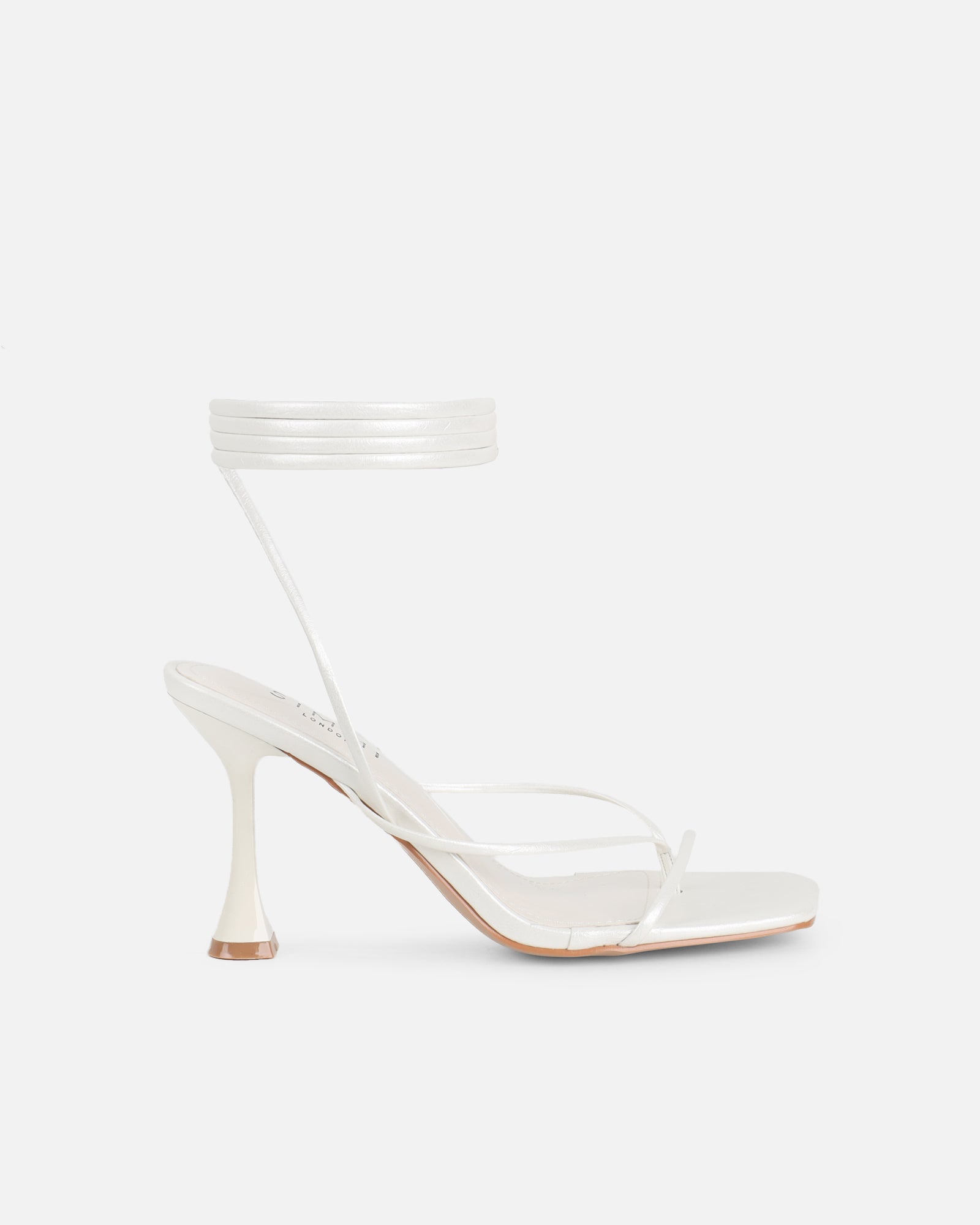 Pixar White Metallic Tie Up Heeled Sandals | SIMMI London