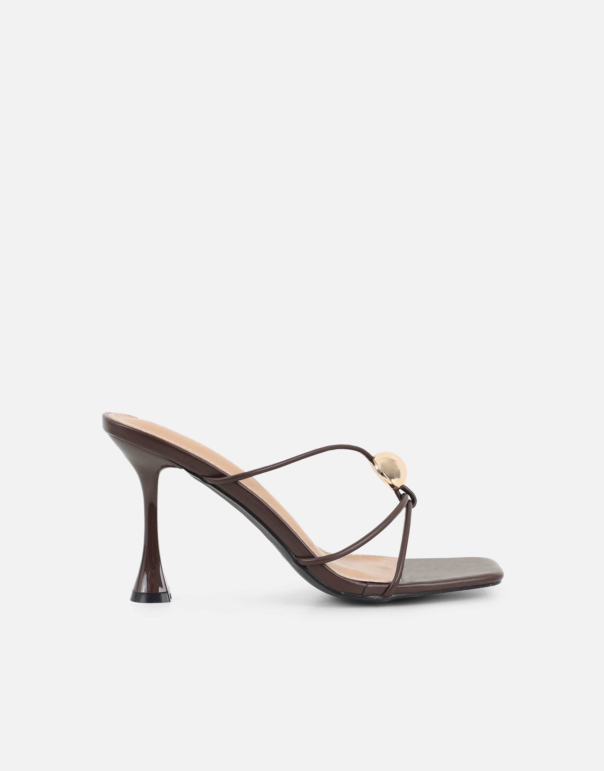 Kirsty Brown Gold Detail Cross Over Mules | SIMMI London