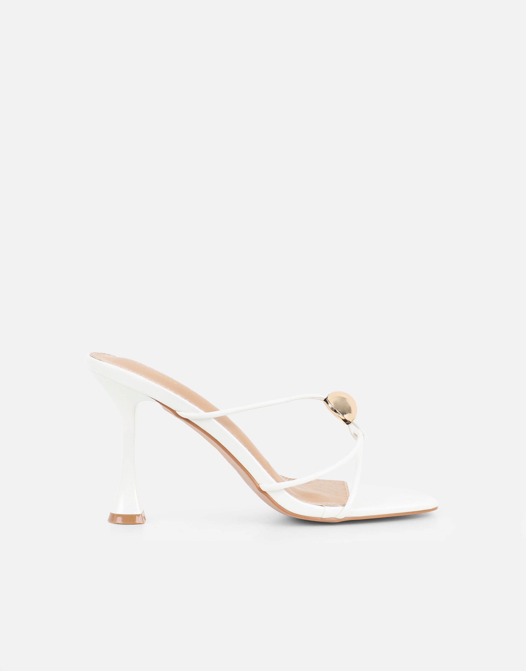 Kirsty White Gold Detail Cross Over Mules | SIMMI London