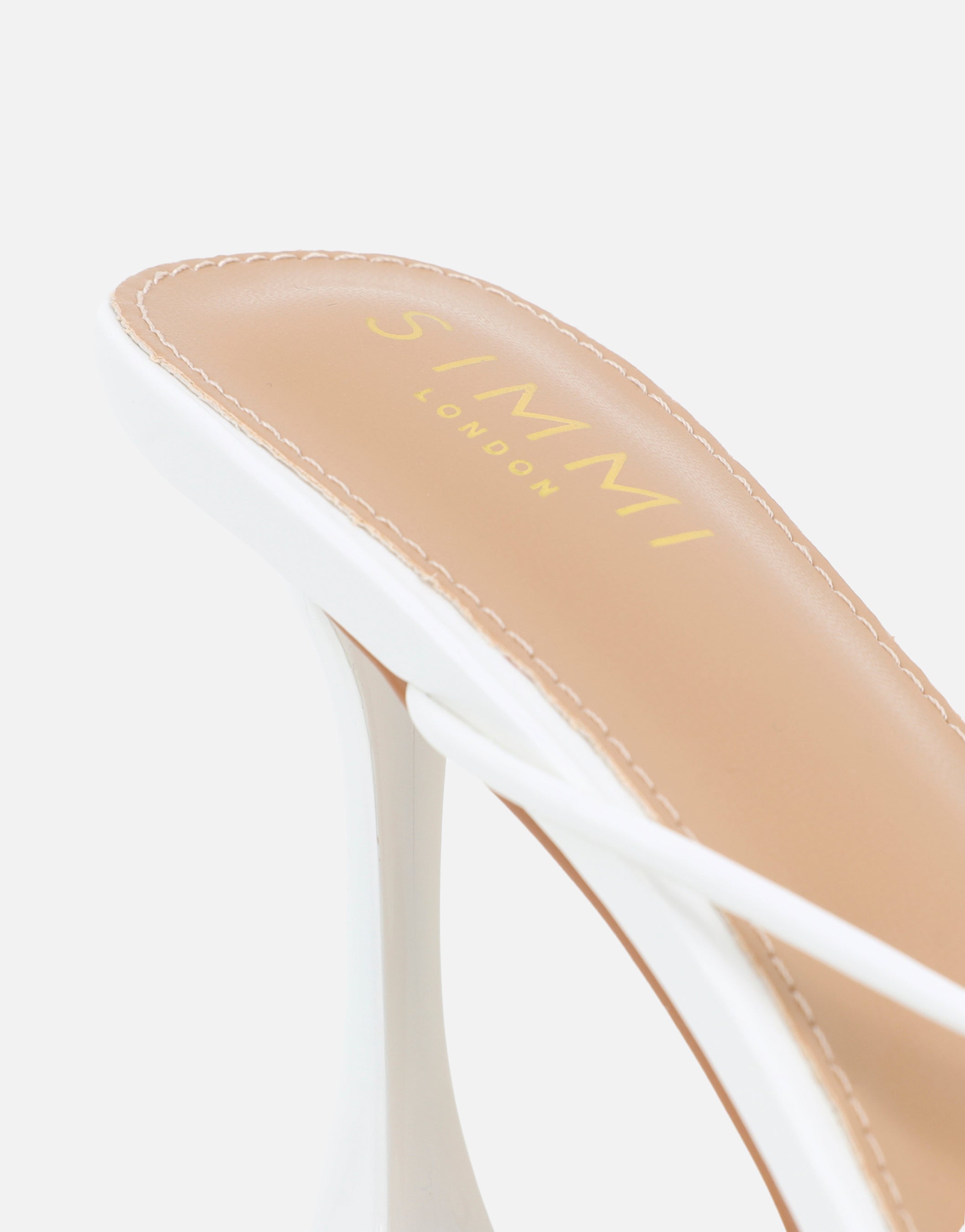 Kirsty White Gold Detail Cross Over Mules | SIMMI London