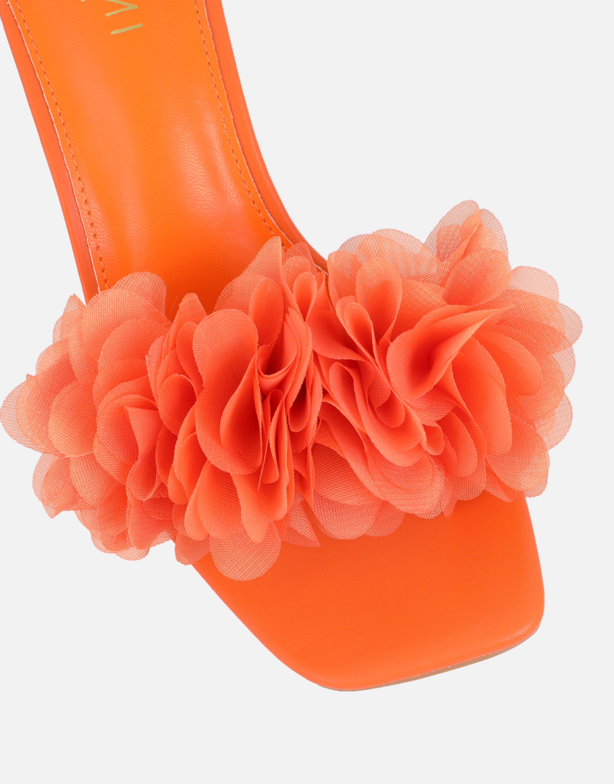 Kaz Orange Petal Detail Mules | SIMMI London