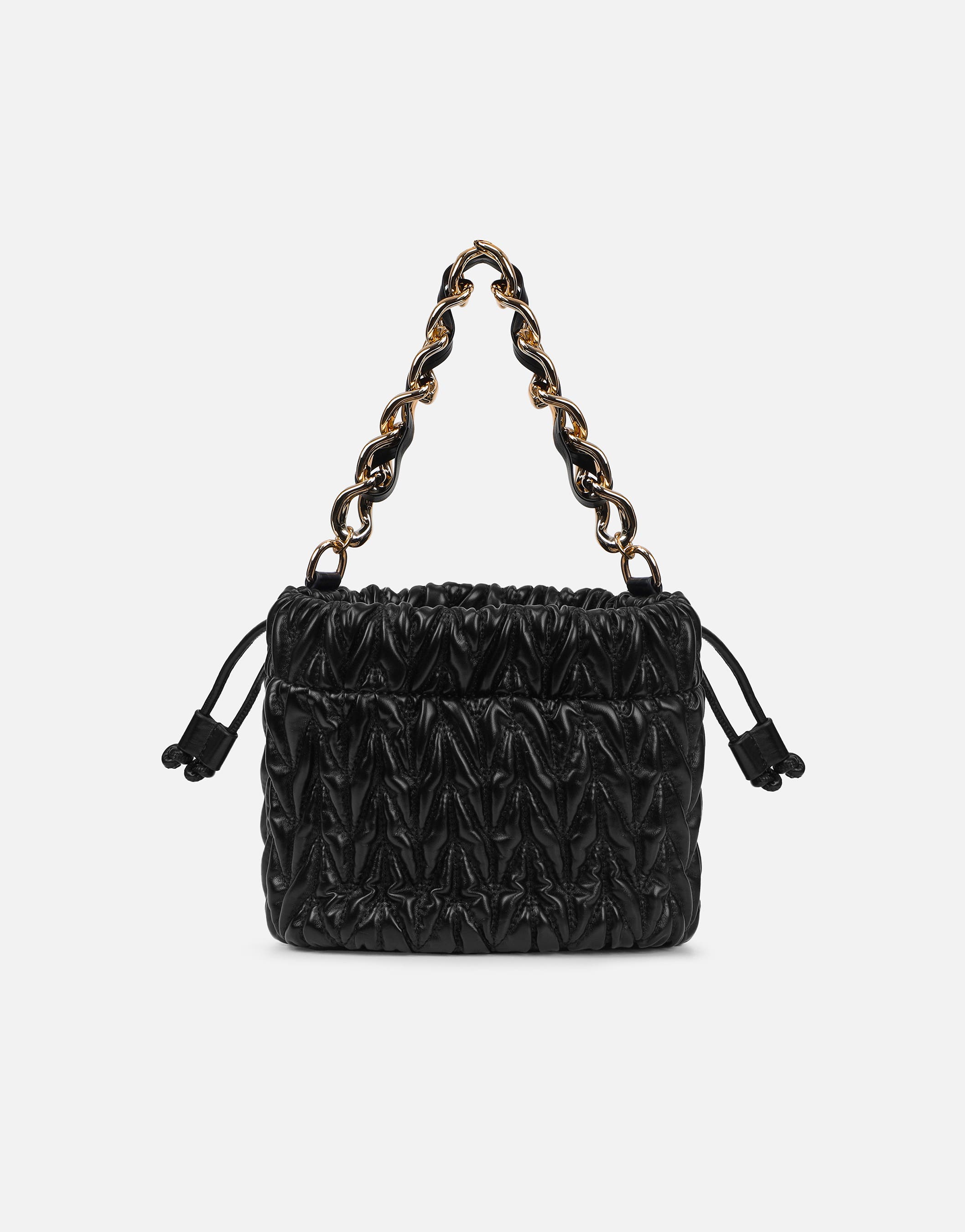 chain detail mini bucket backpack Amanza Black Mini Chain Bucket Bag