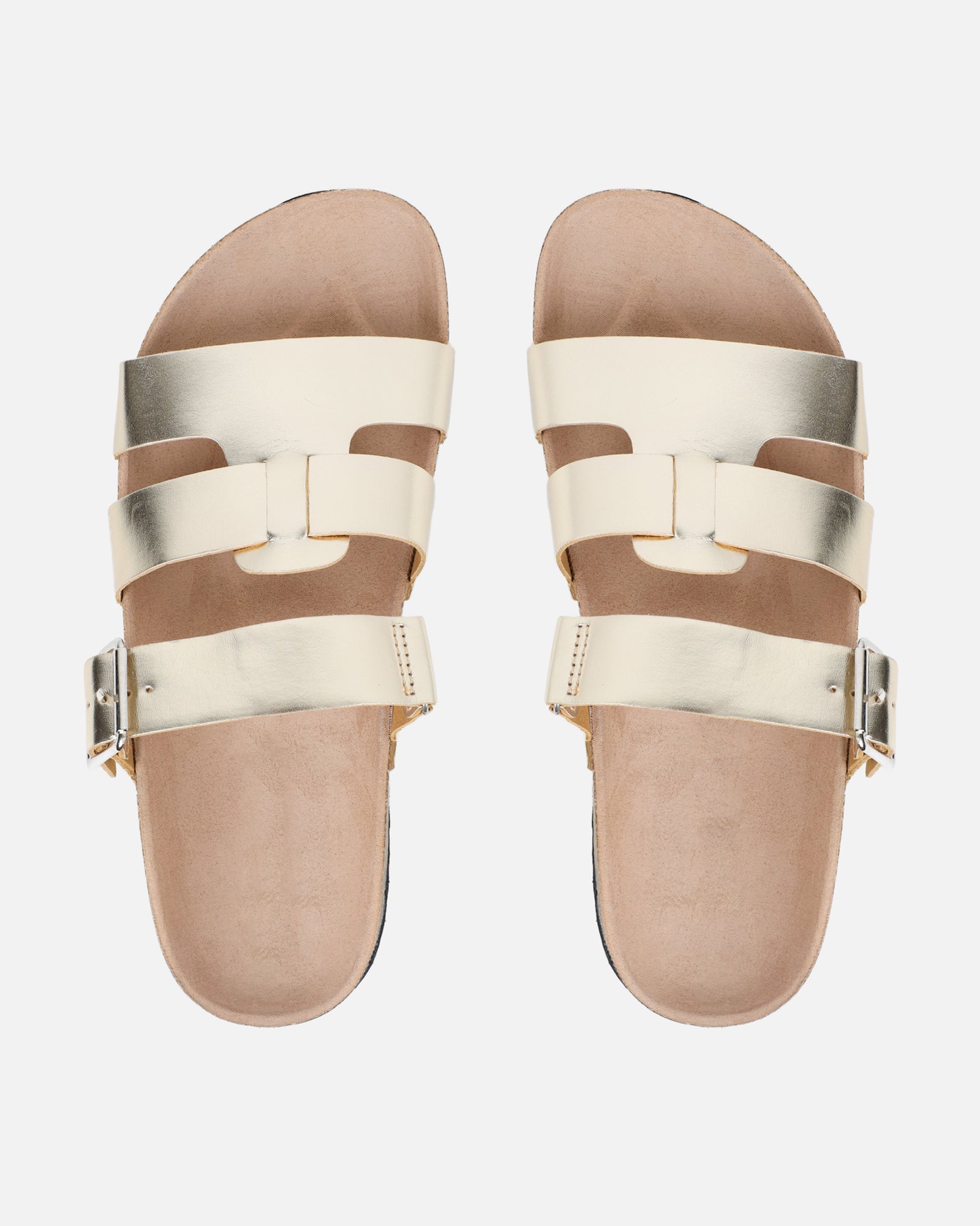 Amia Gold Metallic Slip on Footbed Slides | SIMMI London