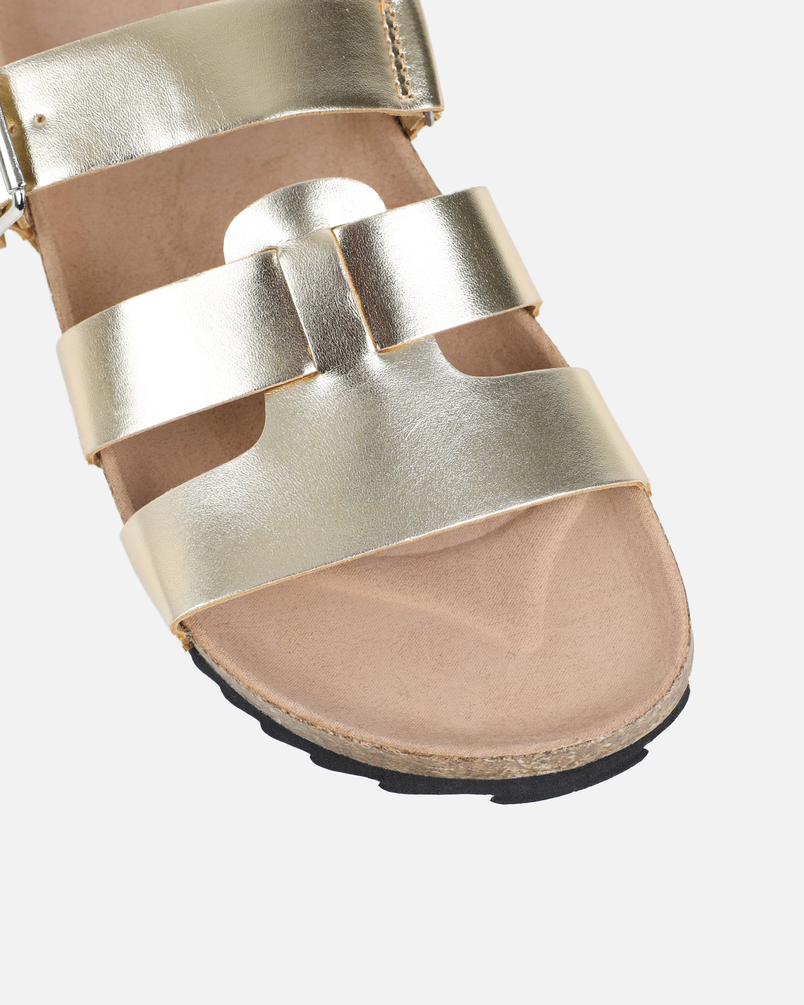 Amia Gold Metallic Slip on Footbed Slides | SIMMI London