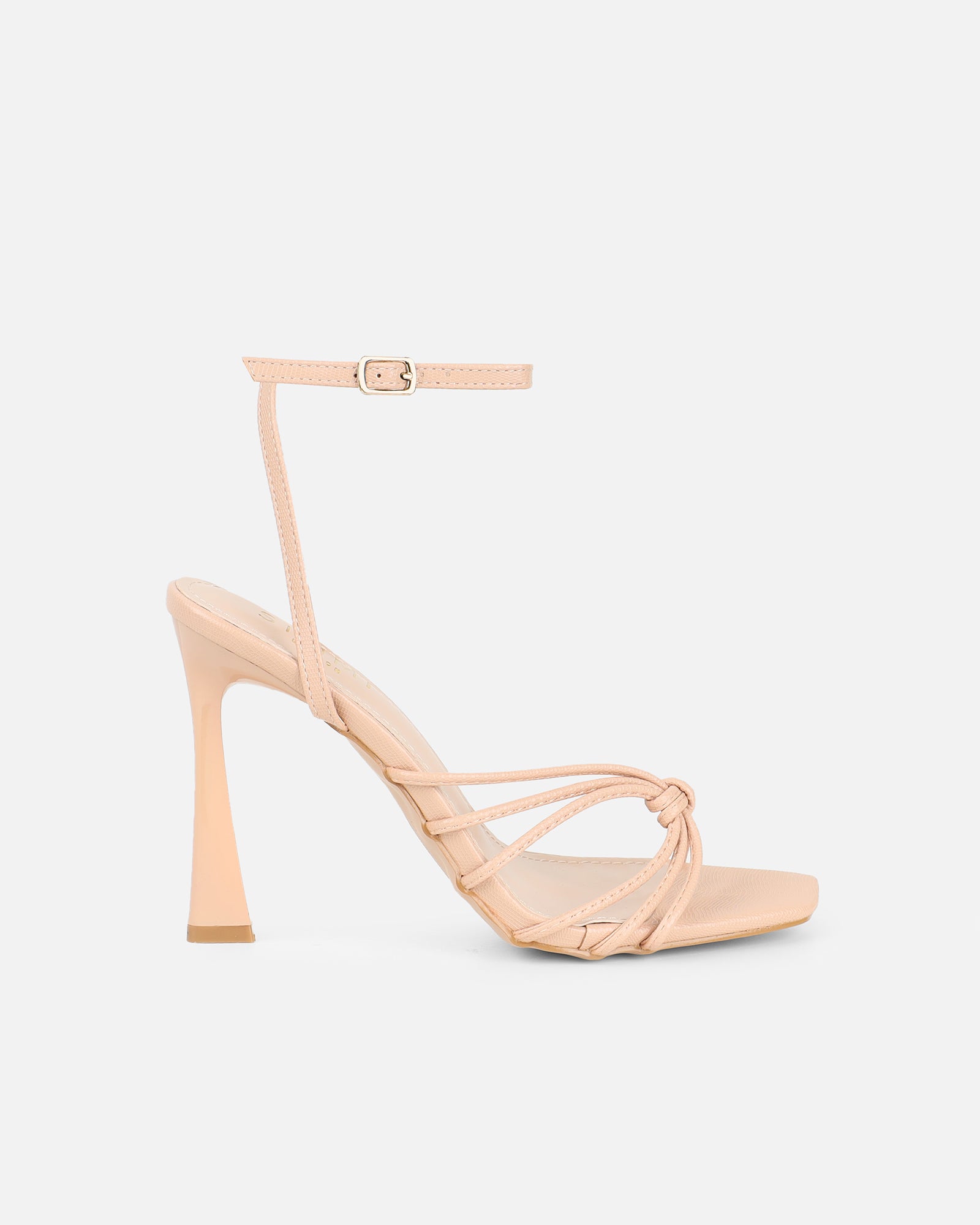 Riarra Nude Lizard Strappy Heeled Sandals | SIMMI London