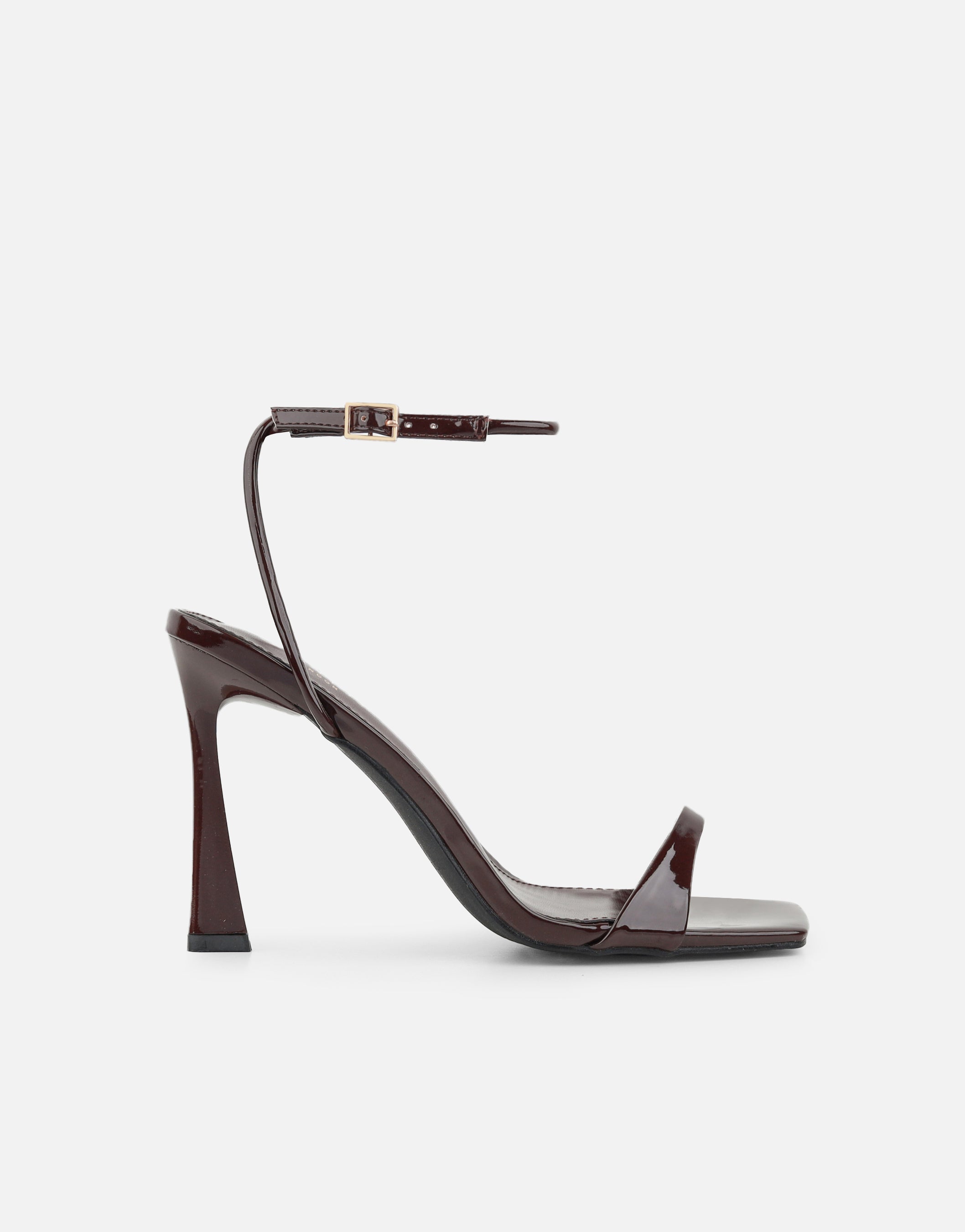 Kareena Brown Patent Heeled Sandal | SIMMI London