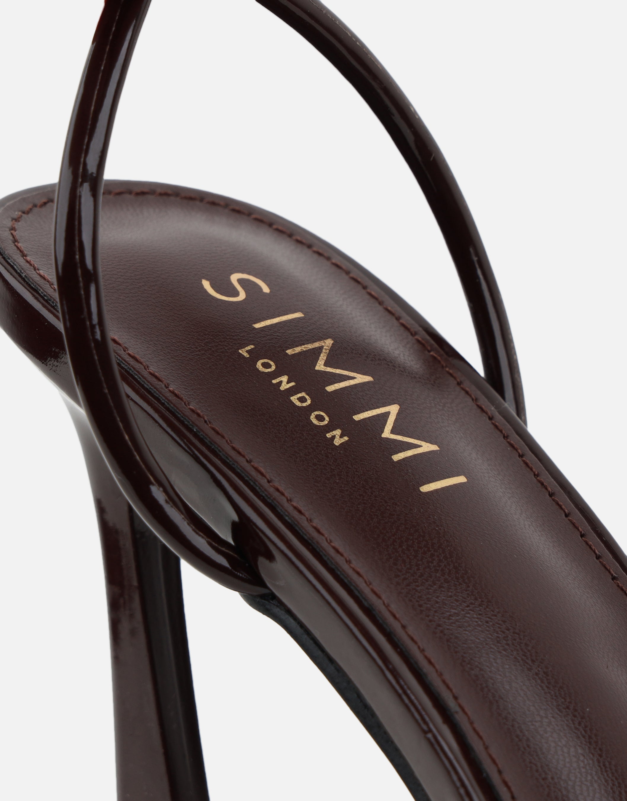 Kareena Brown Patent Heeled Sandal | SIMMI London