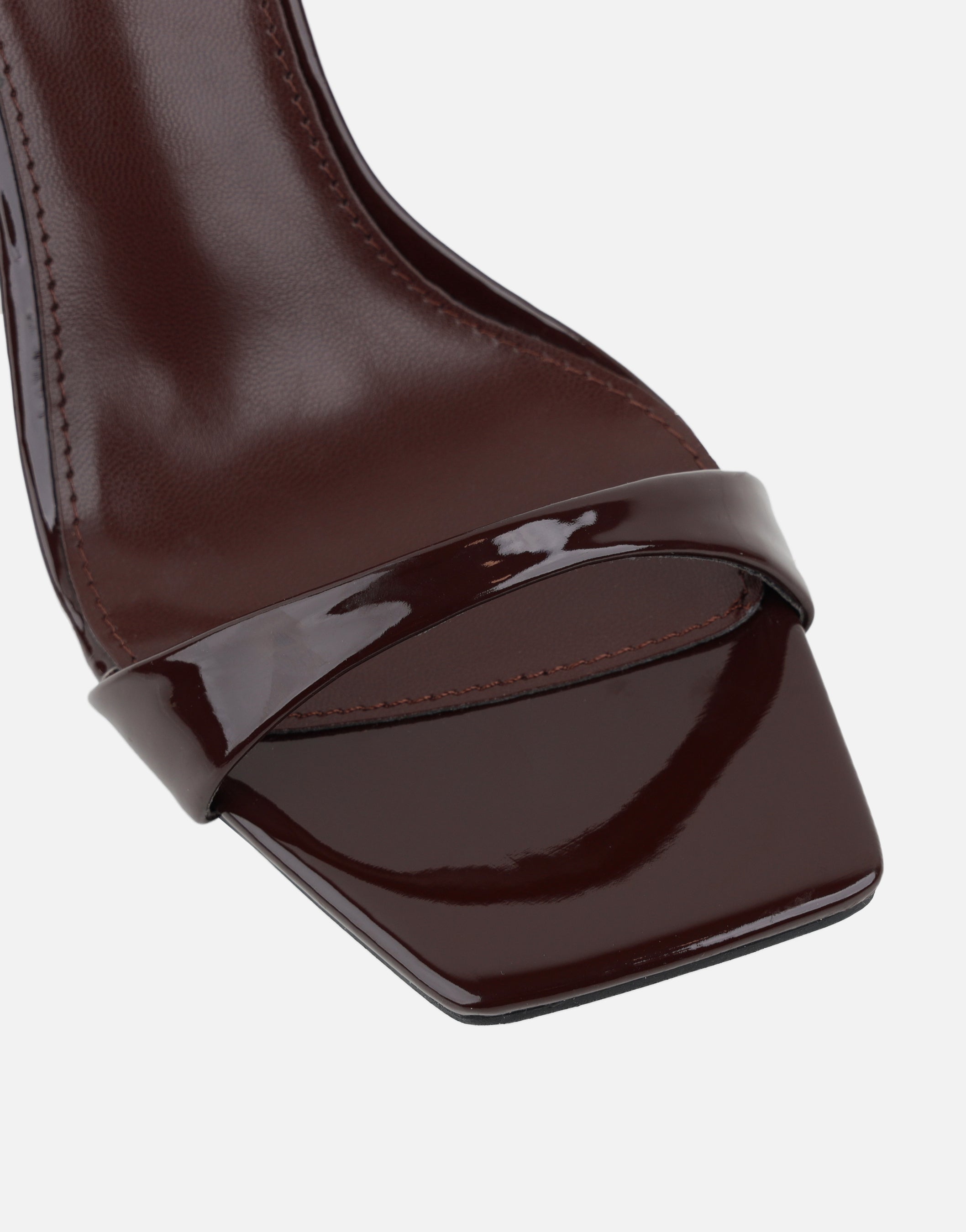 Kareena Brown Patent Heeled Sandal | SIMMI London