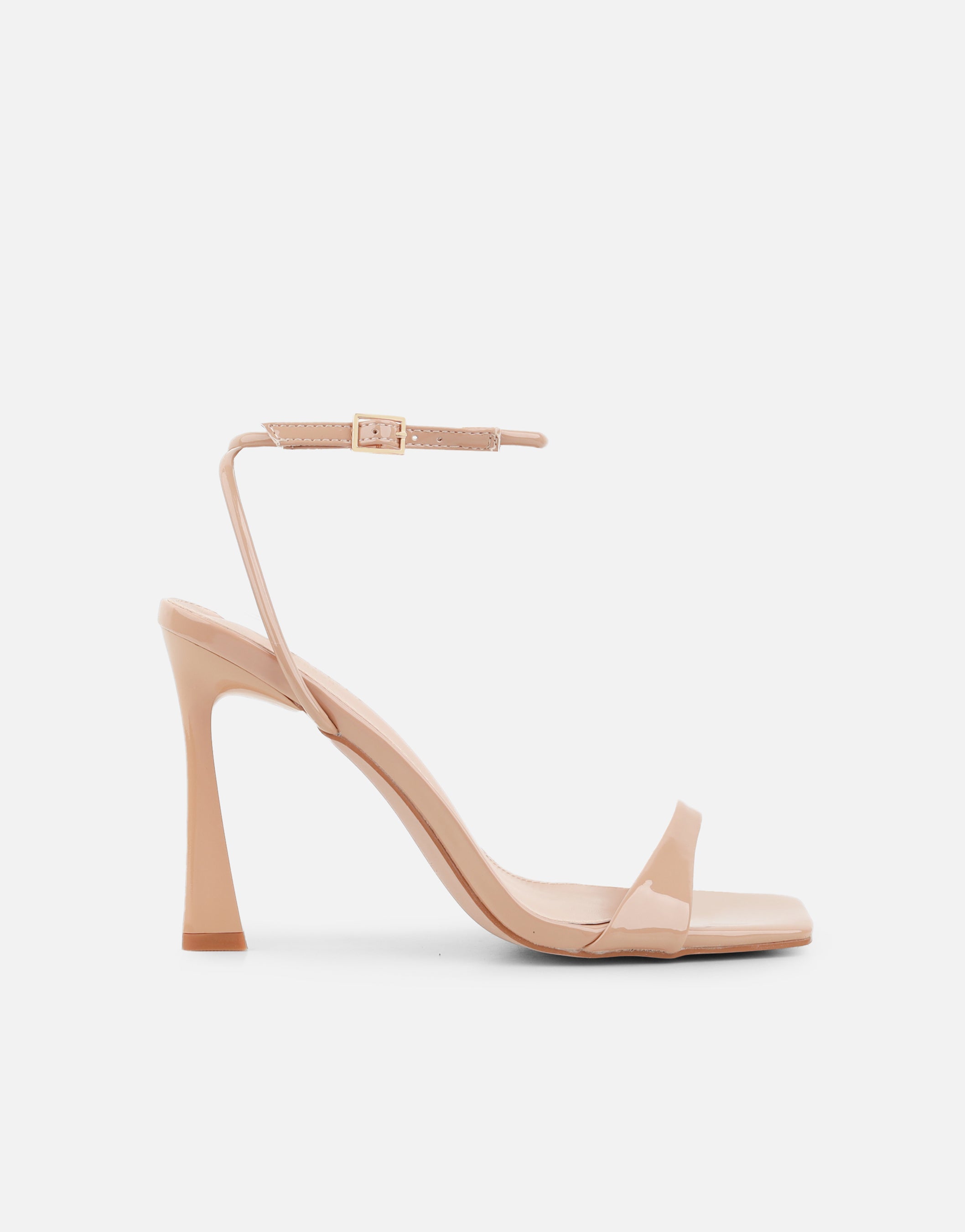 Kareena Beige Patent Heeled Sandal | SIMMI London