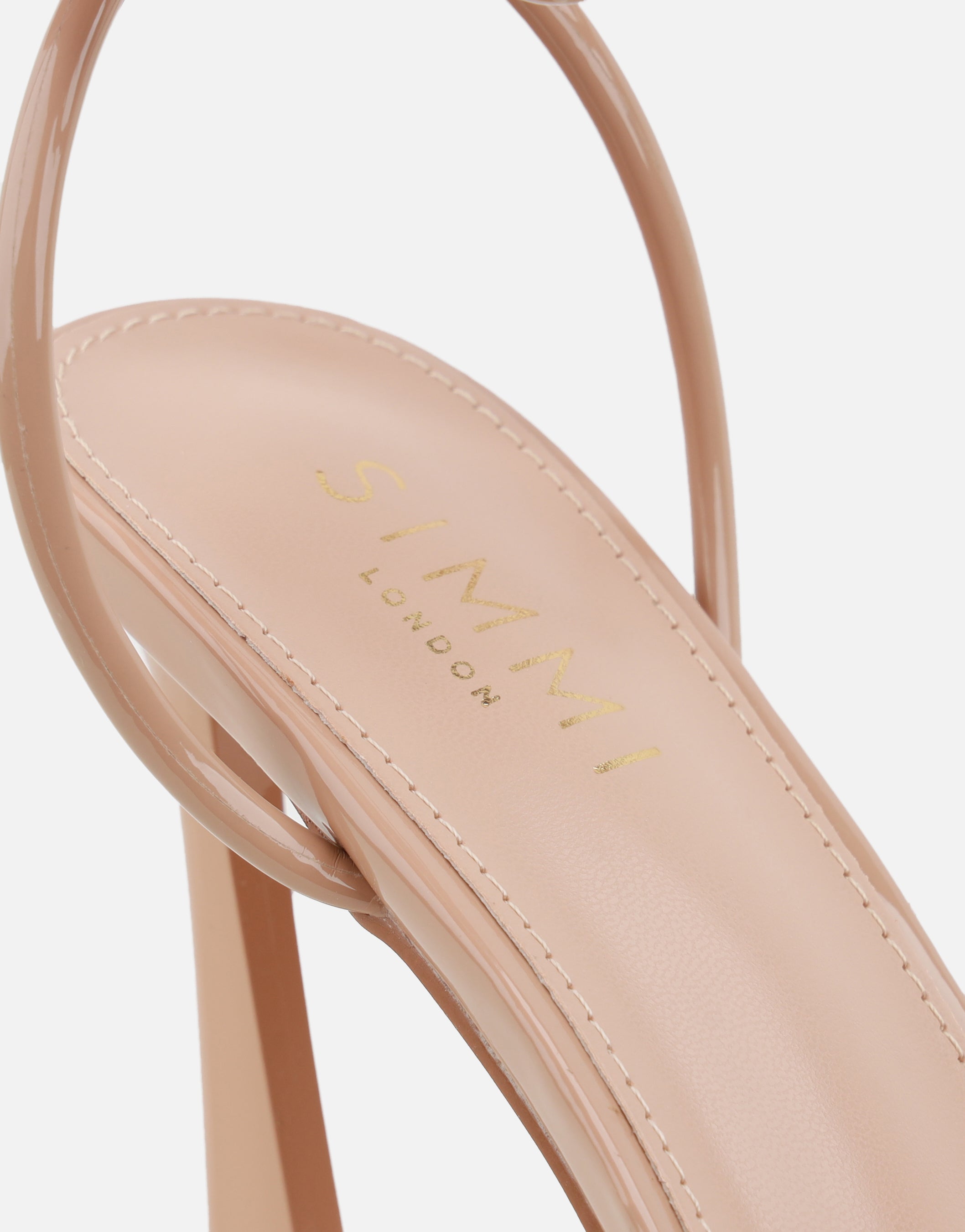 Kareena Beige Patent Heeled Sandal | SIMMI London
