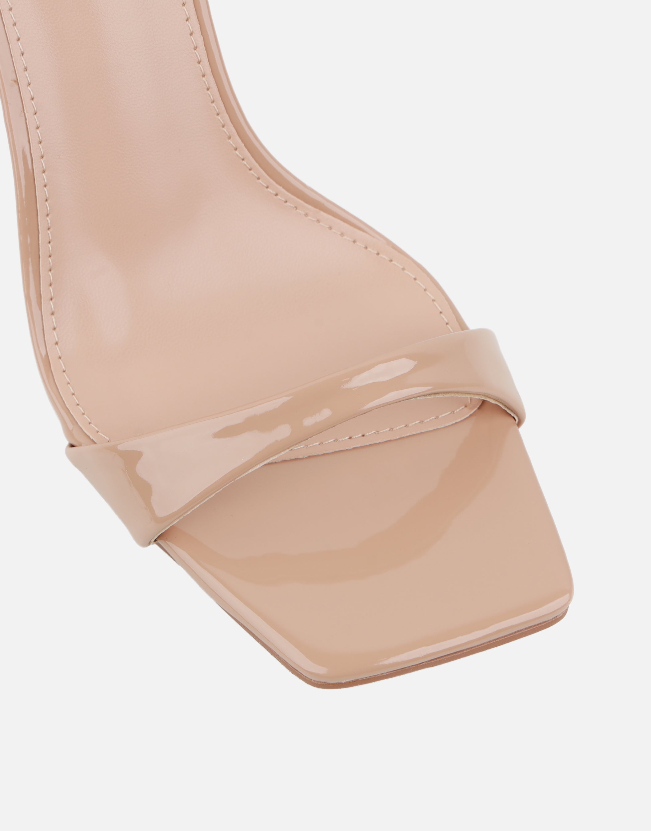 Kareena Beige Patent Heeled Sandal | SIMMI London