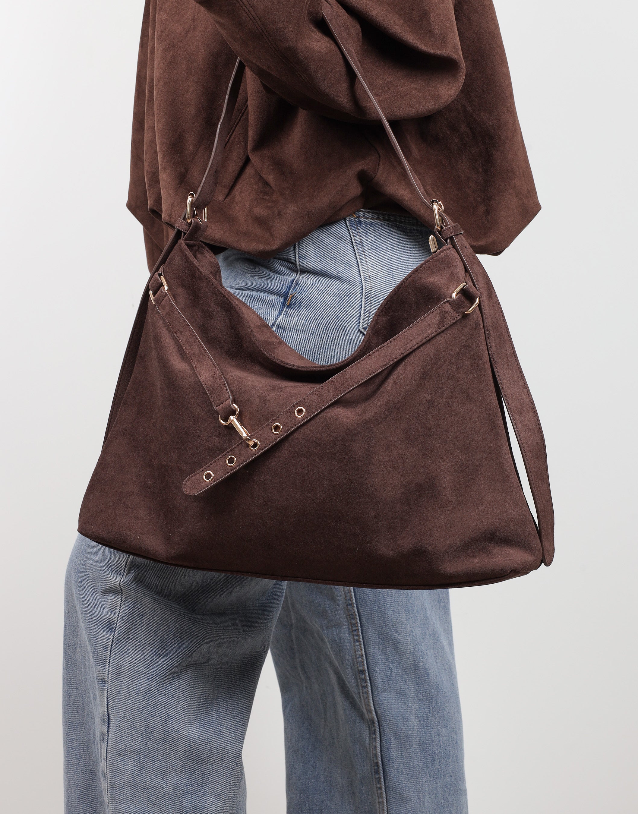 Artemis Brown Suede Shoulder Bag | SIMMI London