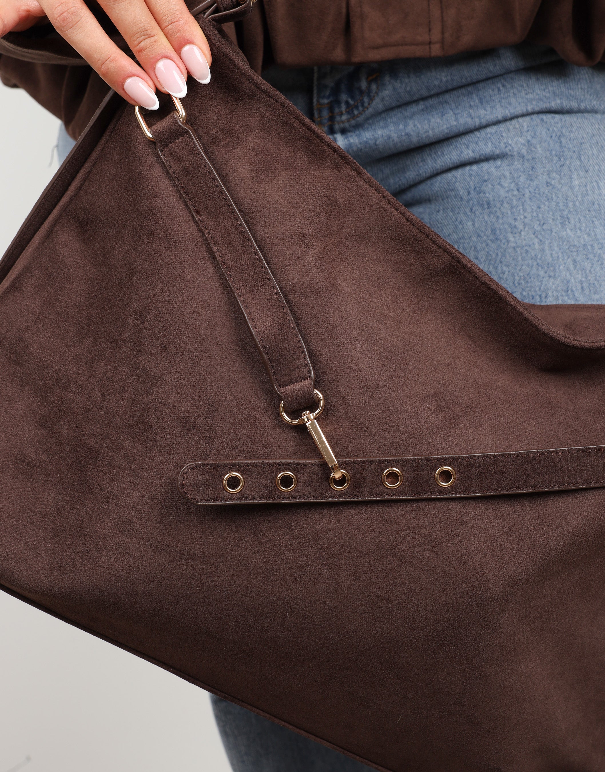 Artemis Brown Suede Shoulder Bag | SIMMI London