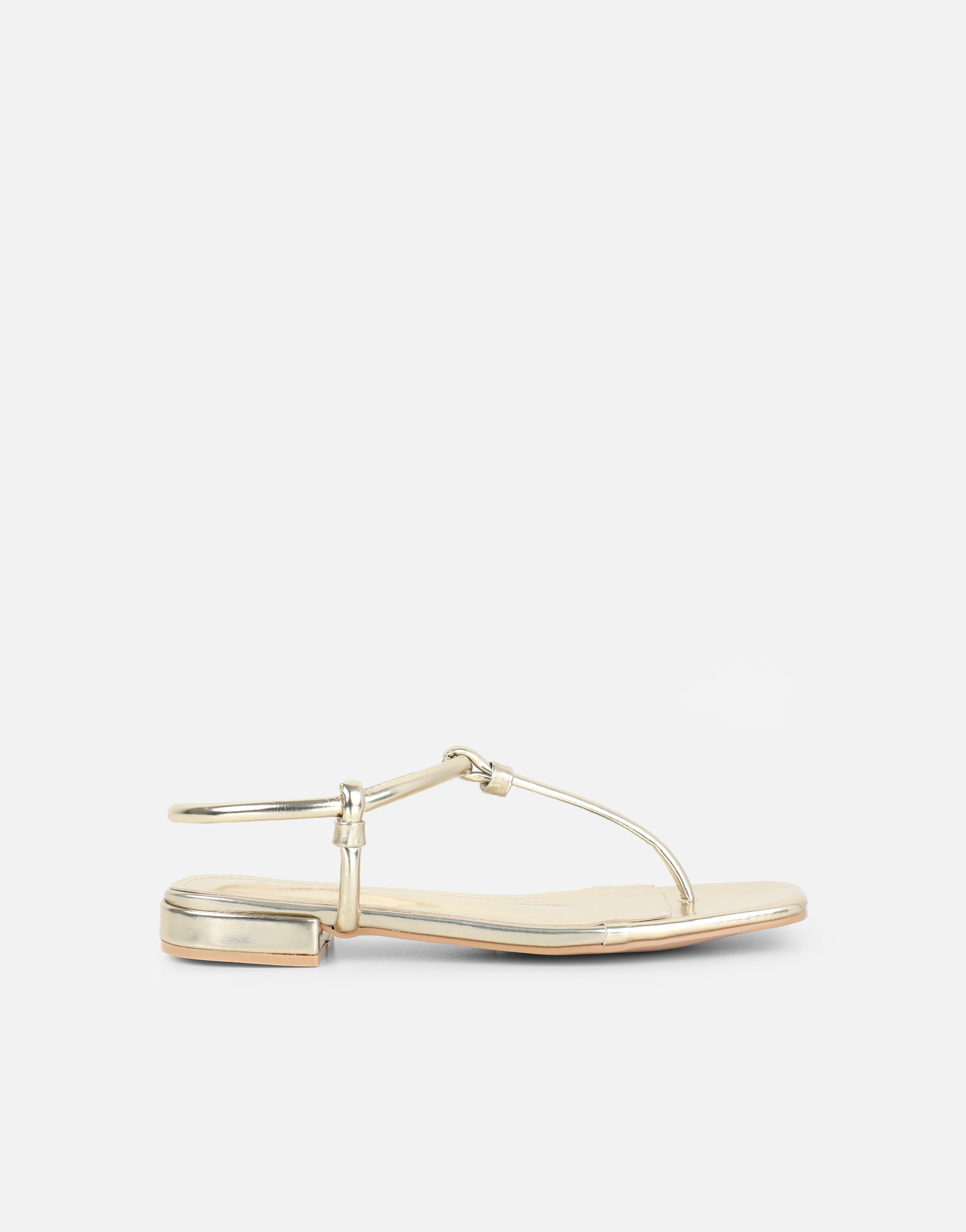 Hanna Gold Flat Strappy Sandals | SIMMI London