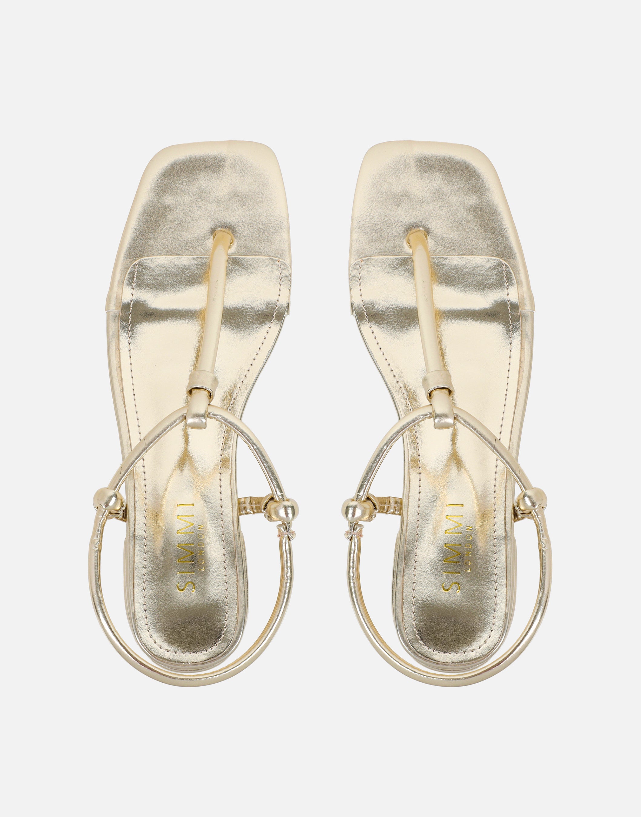 Hanna Gold Flat Strappy Sandals | SIMMI London
