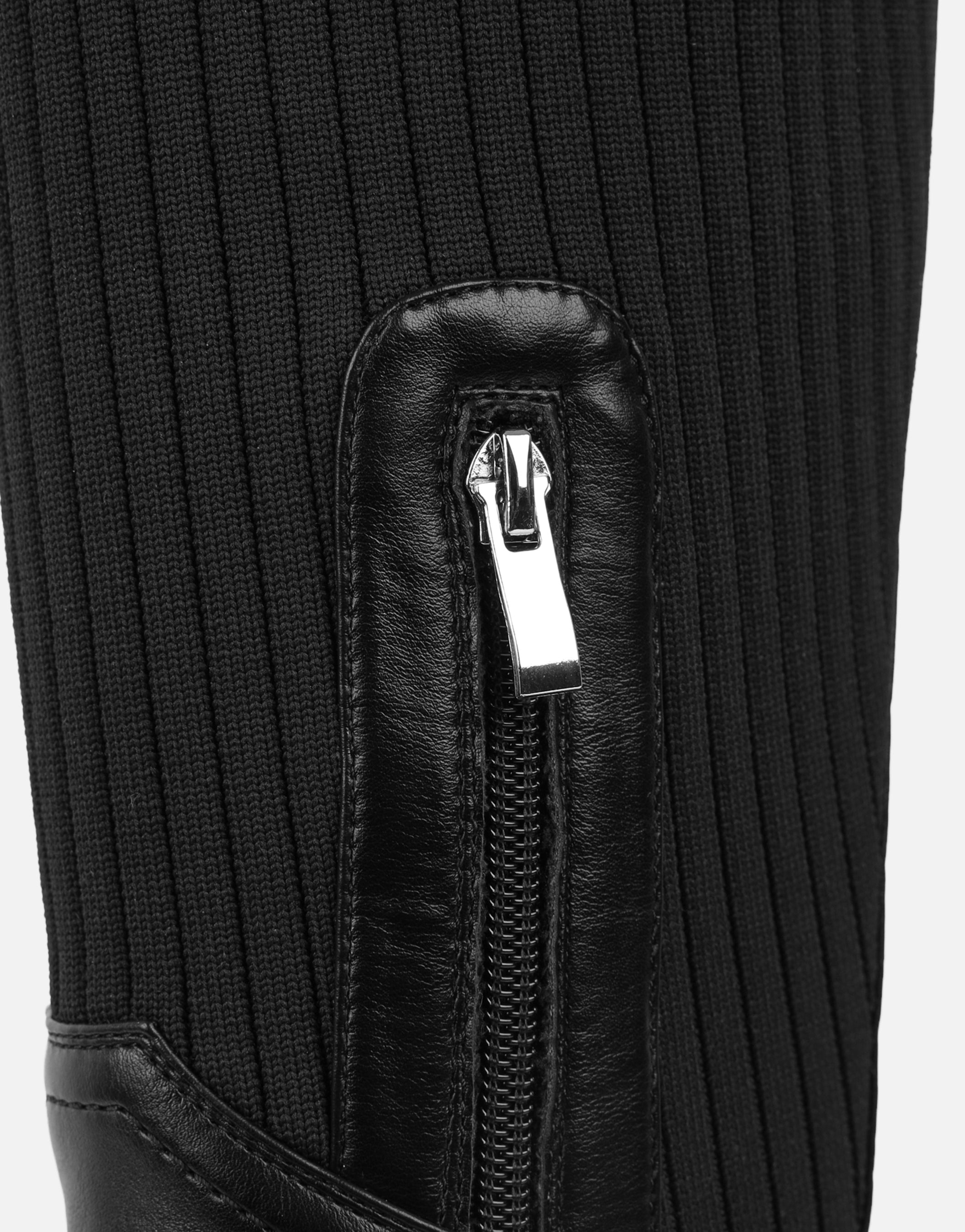 Kenneth Black Knit Knee High Chunky Boots | SIMMI London