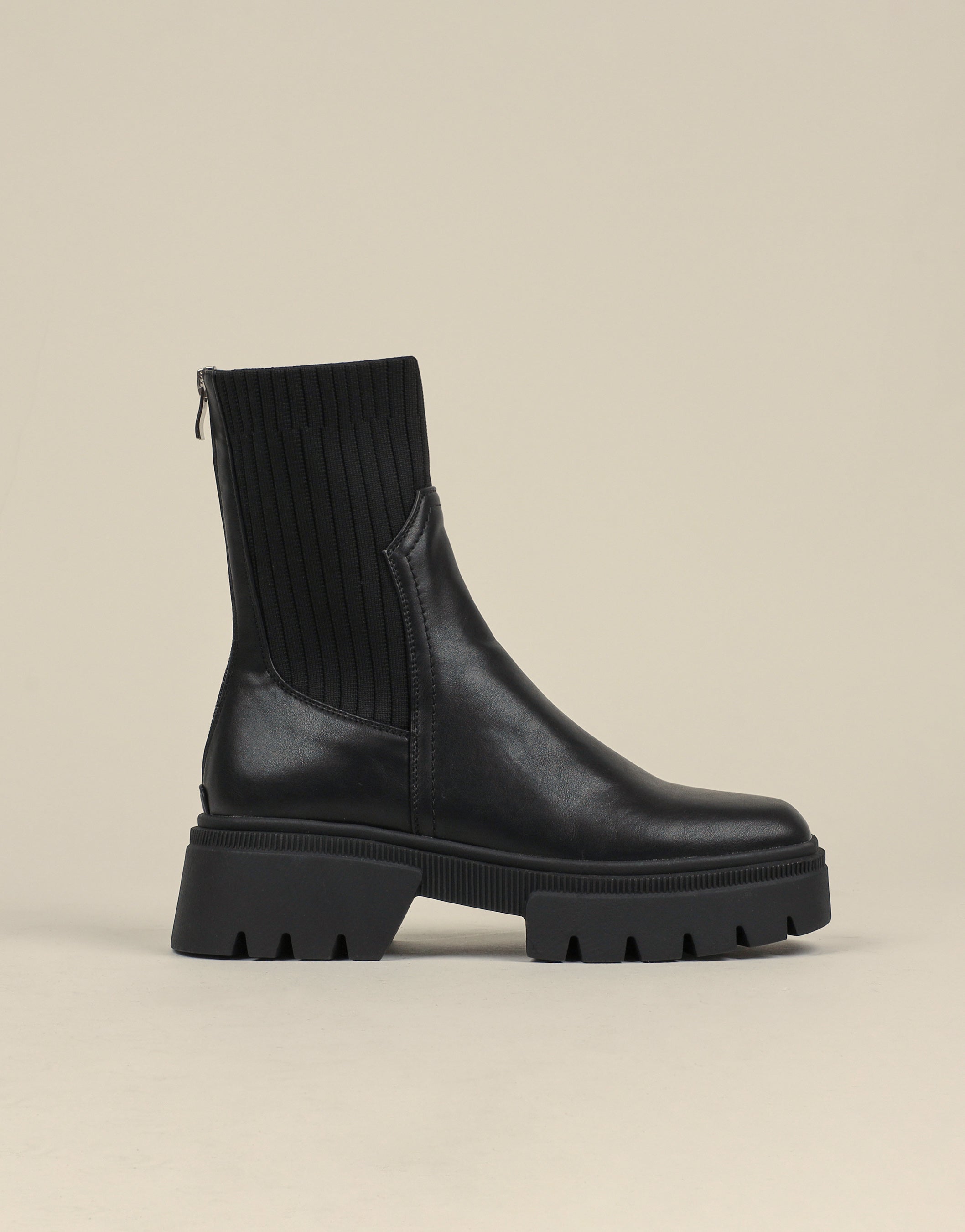 Malakai Black Knit Chunky Ankle Boots | SIMMI London