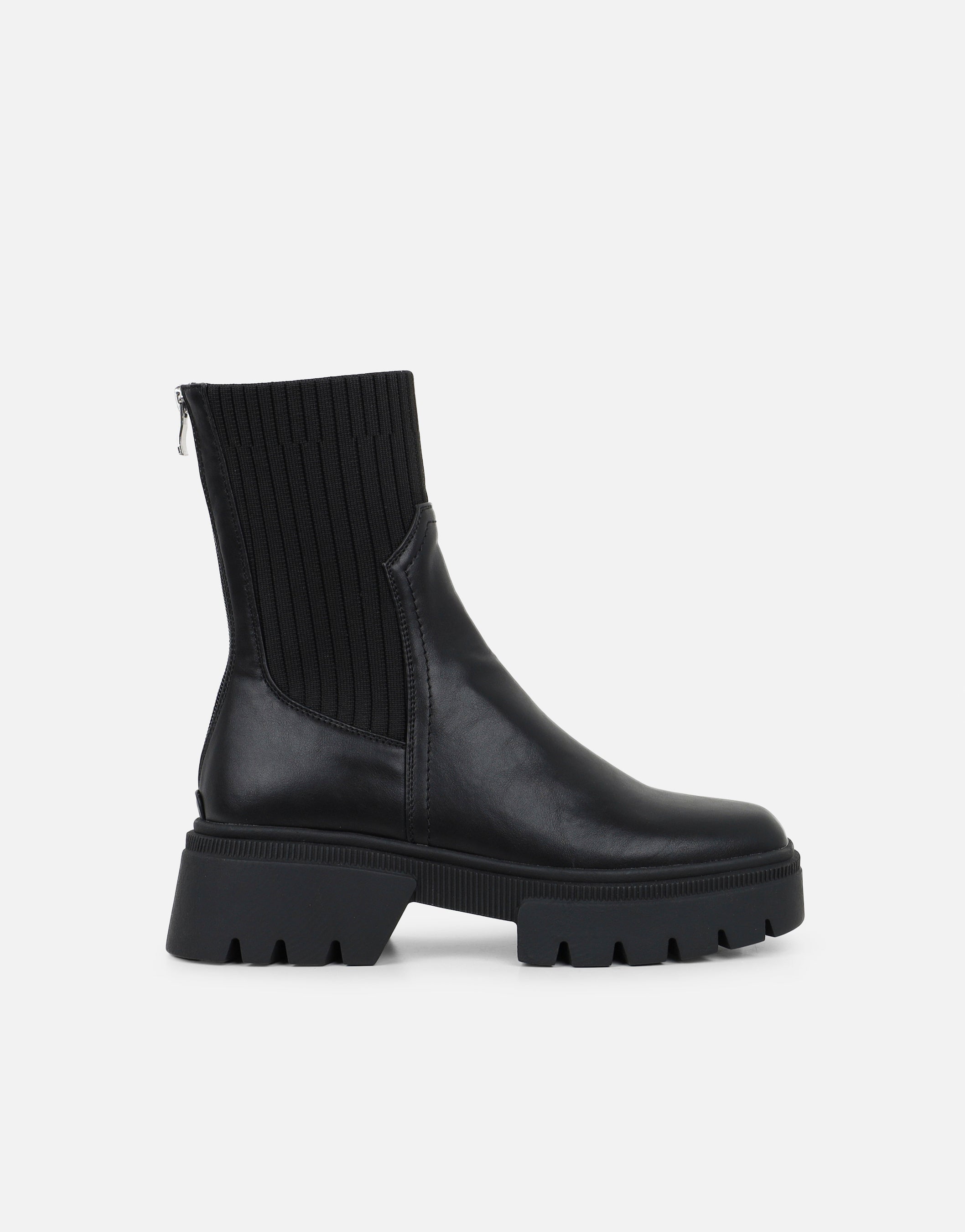 Malakai Black Knit Chunky Ankle Boots | SIMMI London